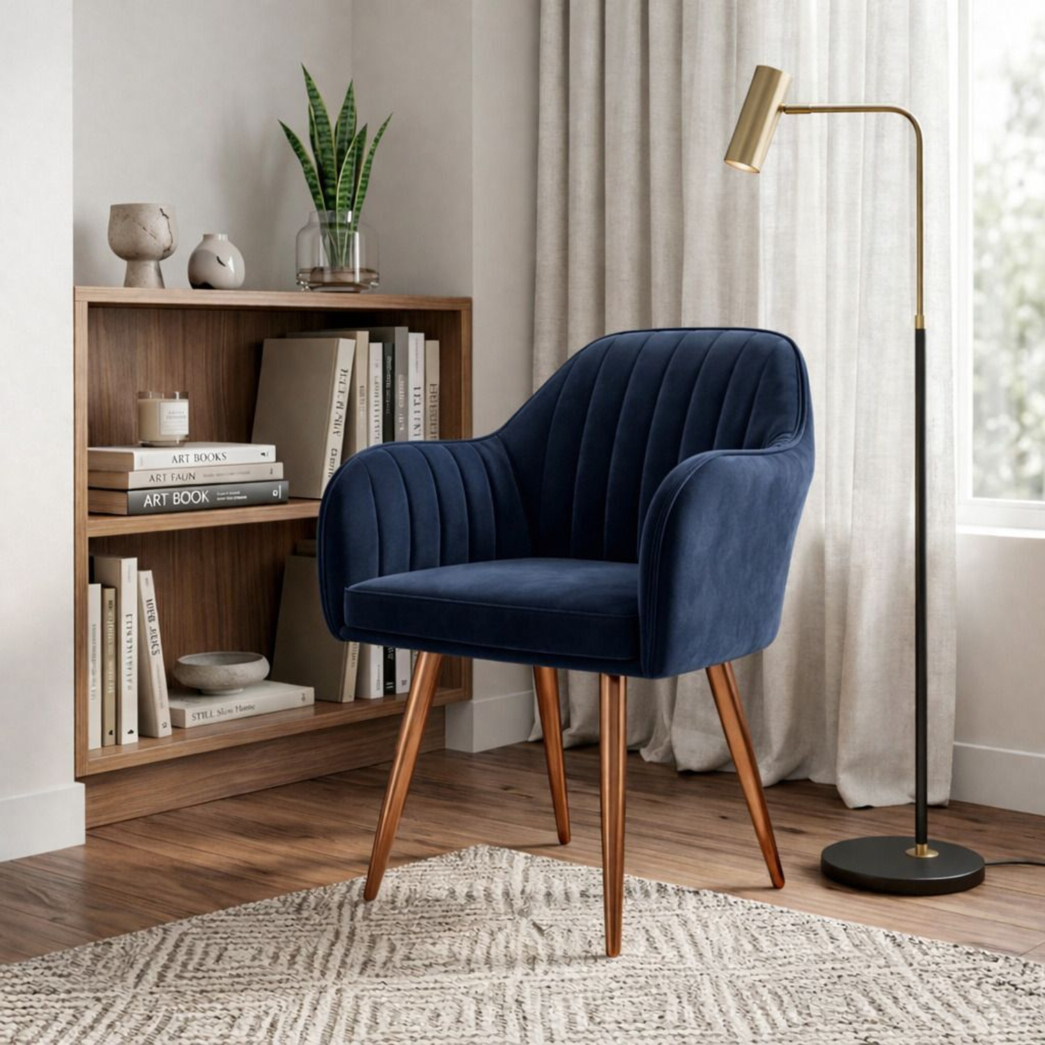 Image of Vergo Plush Velvet Accent Chair, Cushion Seat for Home, Study, Living Room, Cafe Fabric Dining Chair