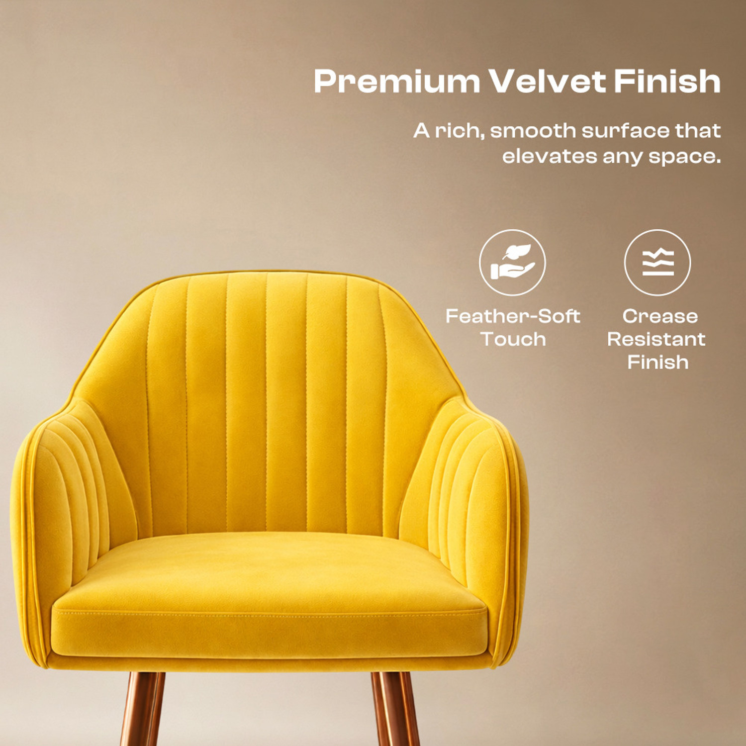 Image of Vergo Plush Velvet Accent Chair, Cushion Seat for Home, Cafe, Living Fabric Dining Chair