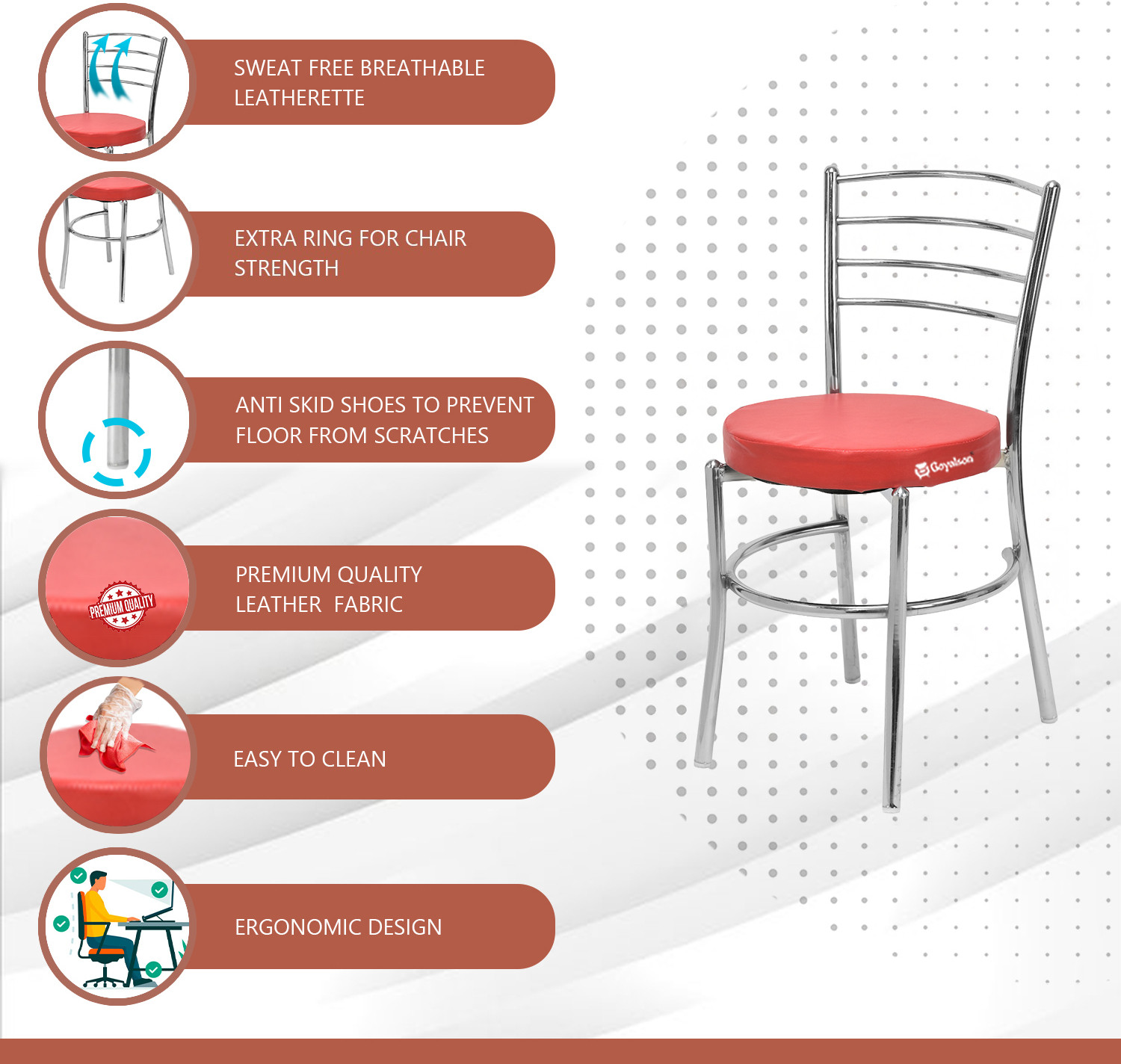 Image of Goyal Steel & Furniture Industries Modern Leatherette steel Dining Chair for Kitchen and Living Room Metal Dining Chair