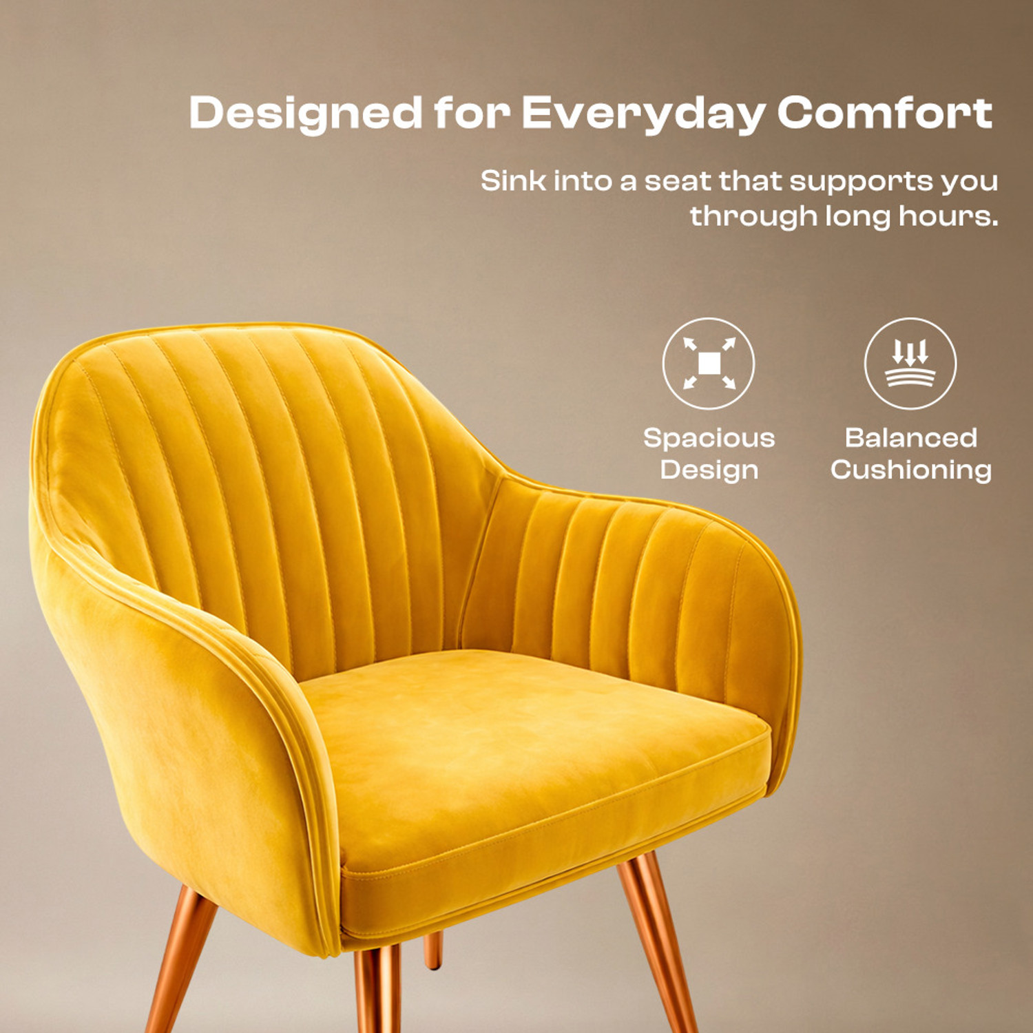 Image of Vergo Plush Velvet Accent Chair, Cushion Seat for Home, Cafe, Living Fabric Dining Chair