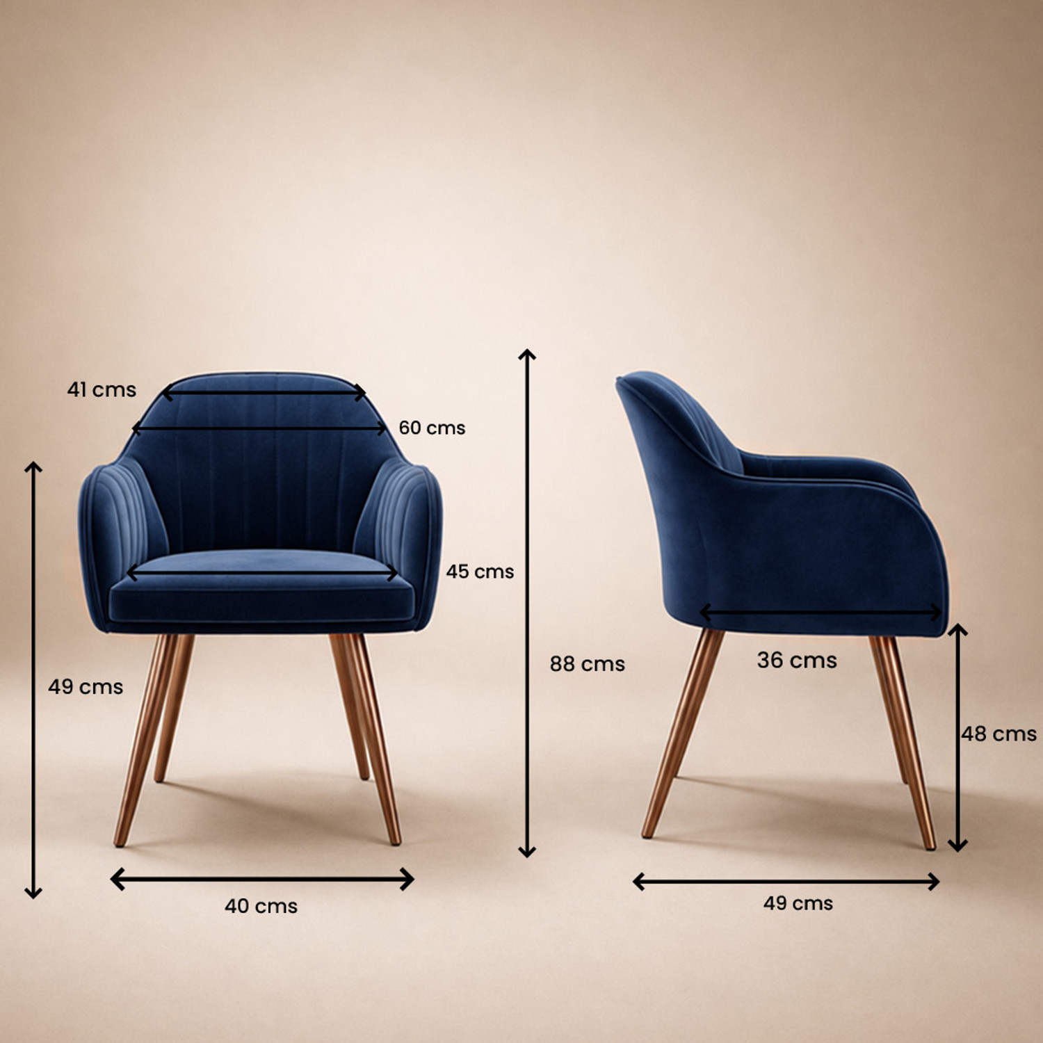 Image of Vergo Plush Velvet Accent Chair, Cushion Seat for Home, Cafe, Living Fabric Dining Chair