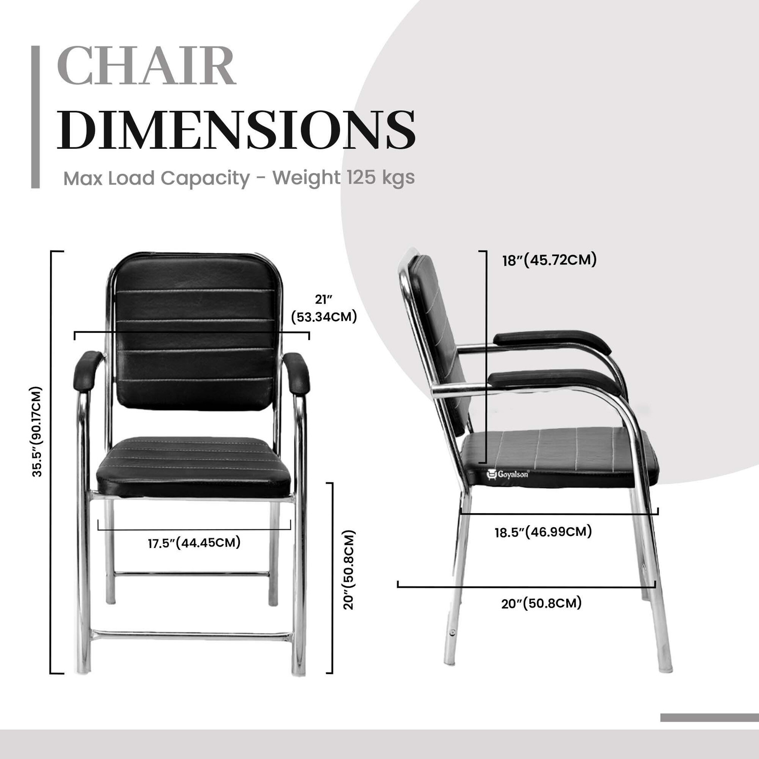 Image of GOYALSON OFFICE EXECUTIVE HEAVY OFFICE STUDY HOME VISITOR WITH ARMS Leatherette Office Visitor Chair