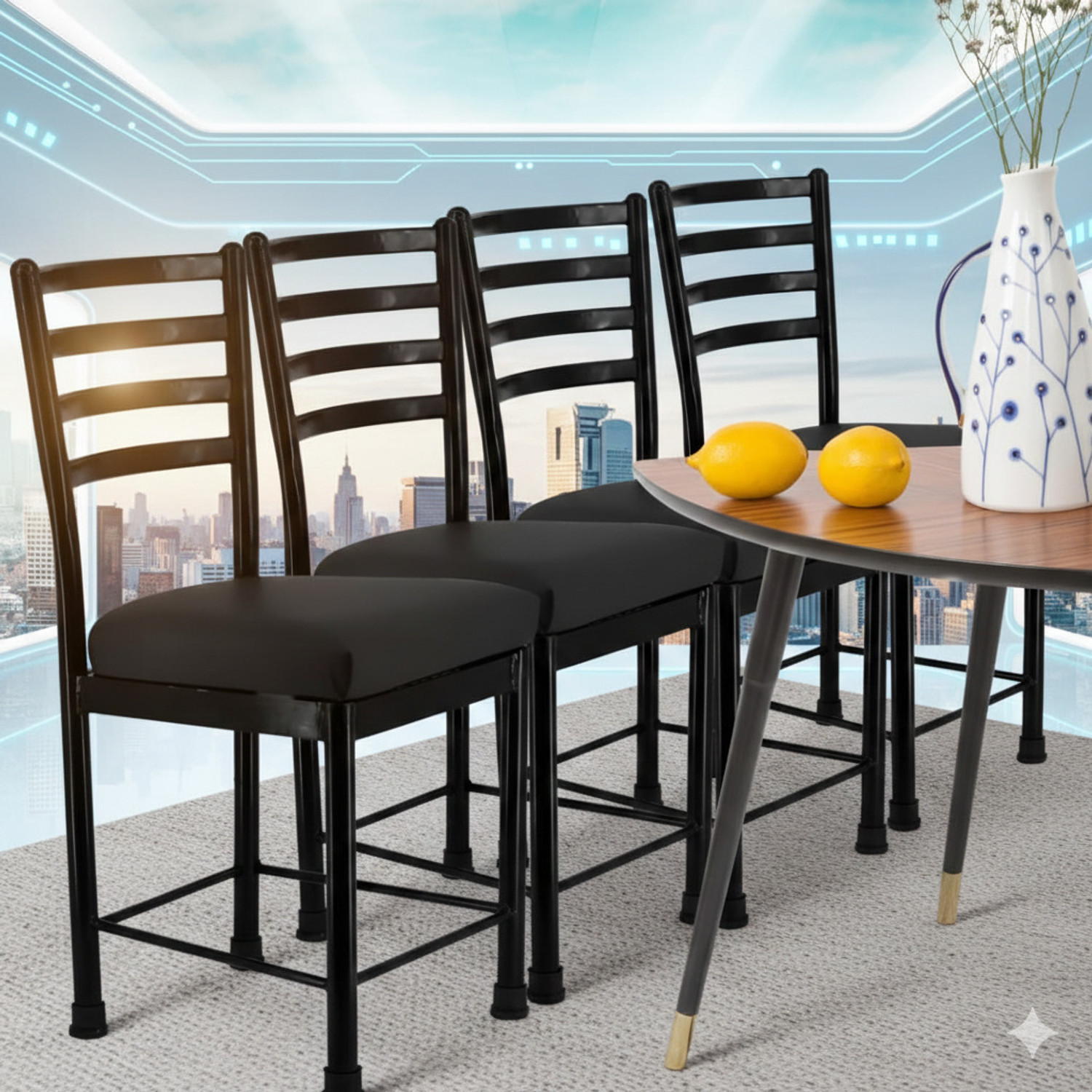 Image of zidle Bloom Nx Premium Synthetic Leather Metal Dining Chair with Metal Legs Foam Dining Chair