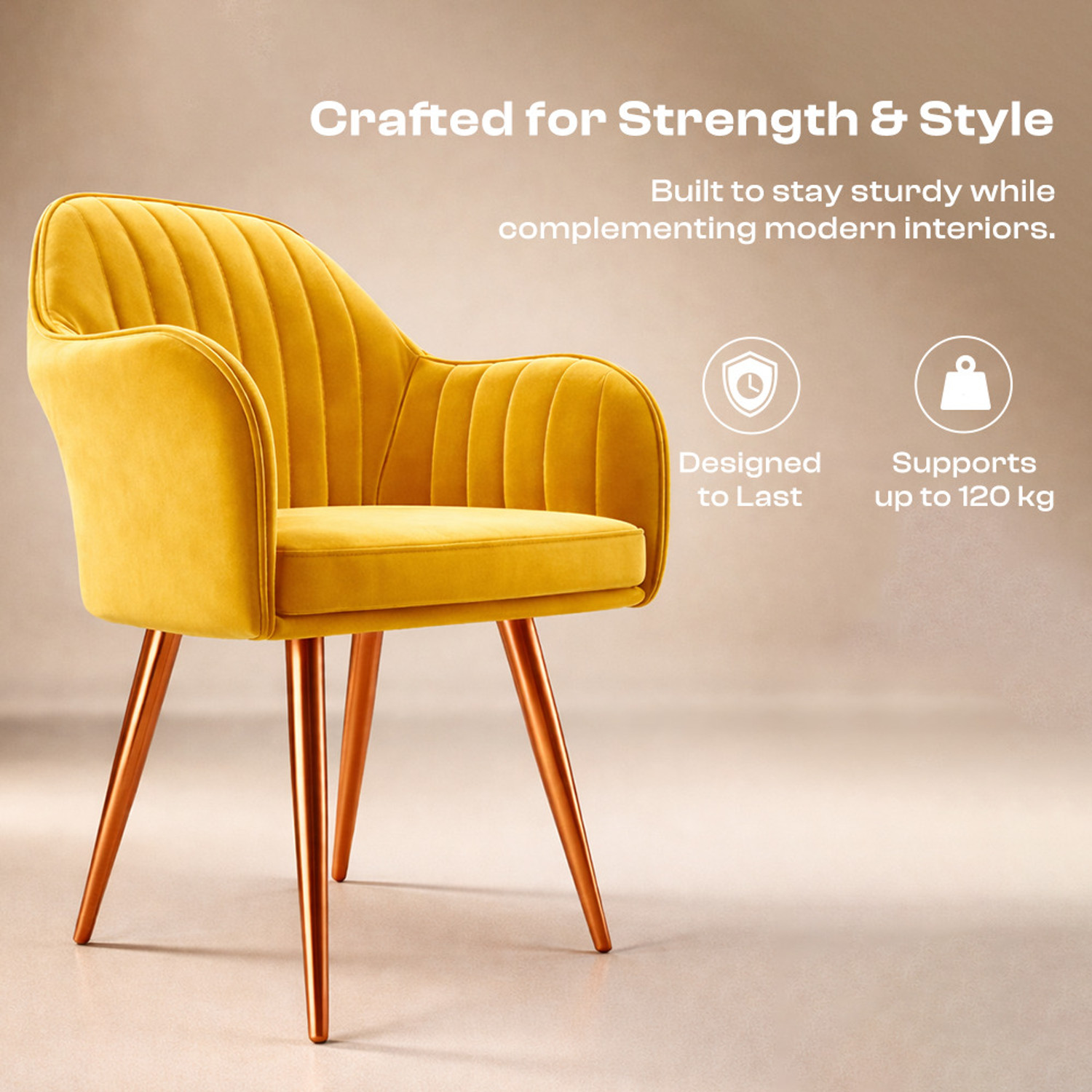 Image of Vergo Plush Velvet Accent Chair, Cushion Seat for Home, Cafe, Living Fabric Dining Chair