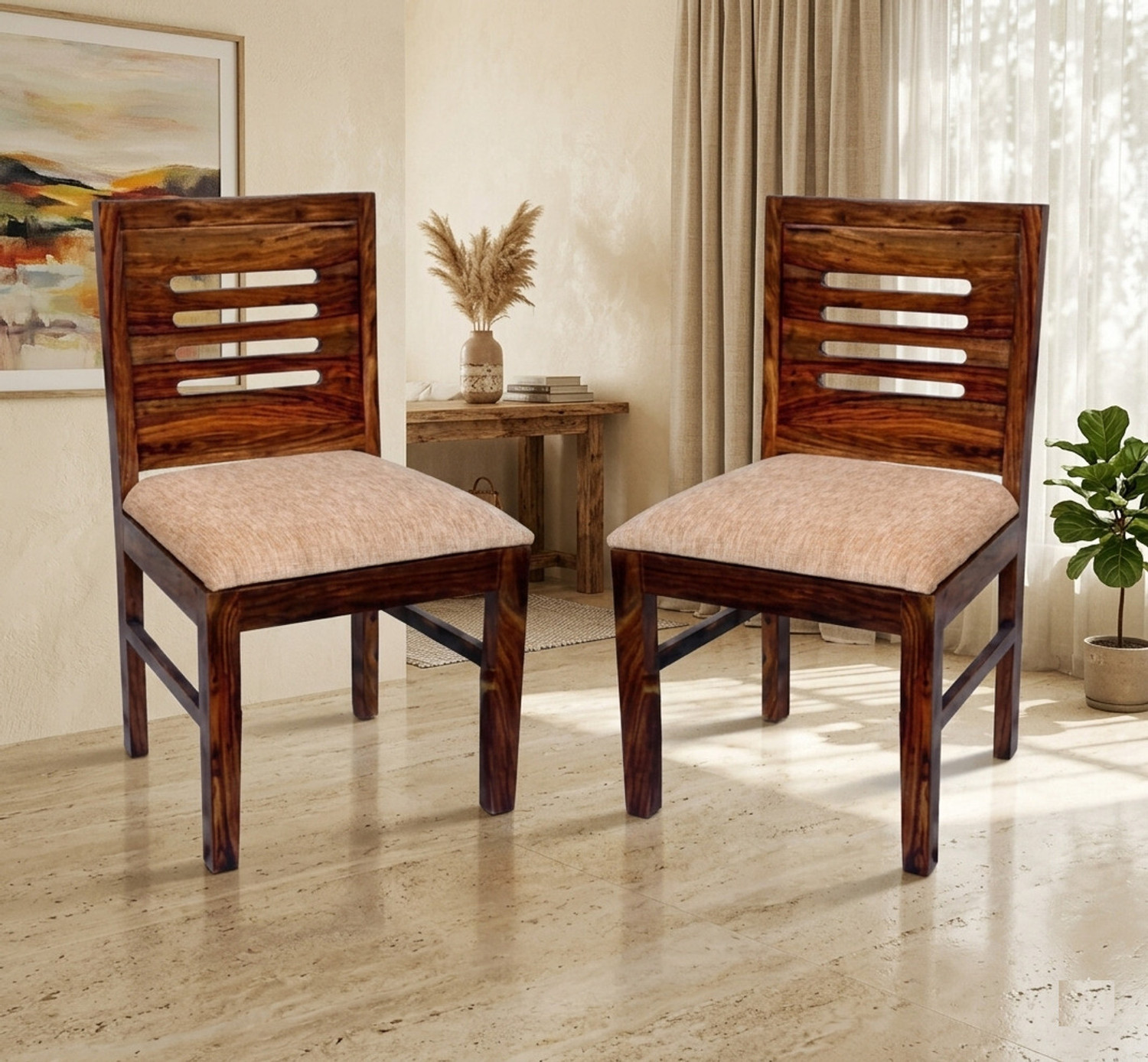 Image of Shree Jeen Mata Enterprises Sheesham Wood Dining Chair Set Of 2 | Wooden Chair Set| Solid Wood Dining Chair| Solid Wood Dining Chair