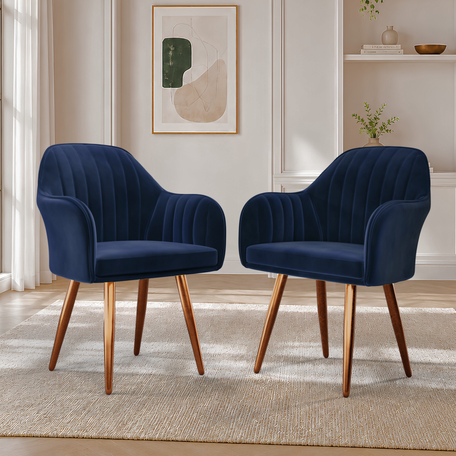 Image of Vergo Plush Velvet Accent Chair, Cushion Seat for Home, Cafe, Living Fabric Dining Chair