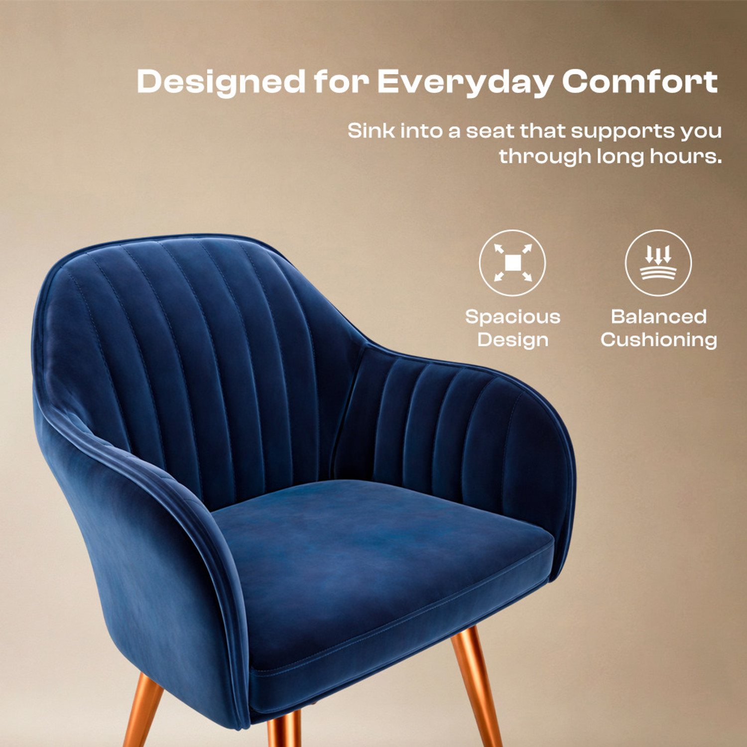 Image of Vergo Plush Velvet Accent Chair, Cushion Seat for Home, Cafe, Living Fabric Dining Chair