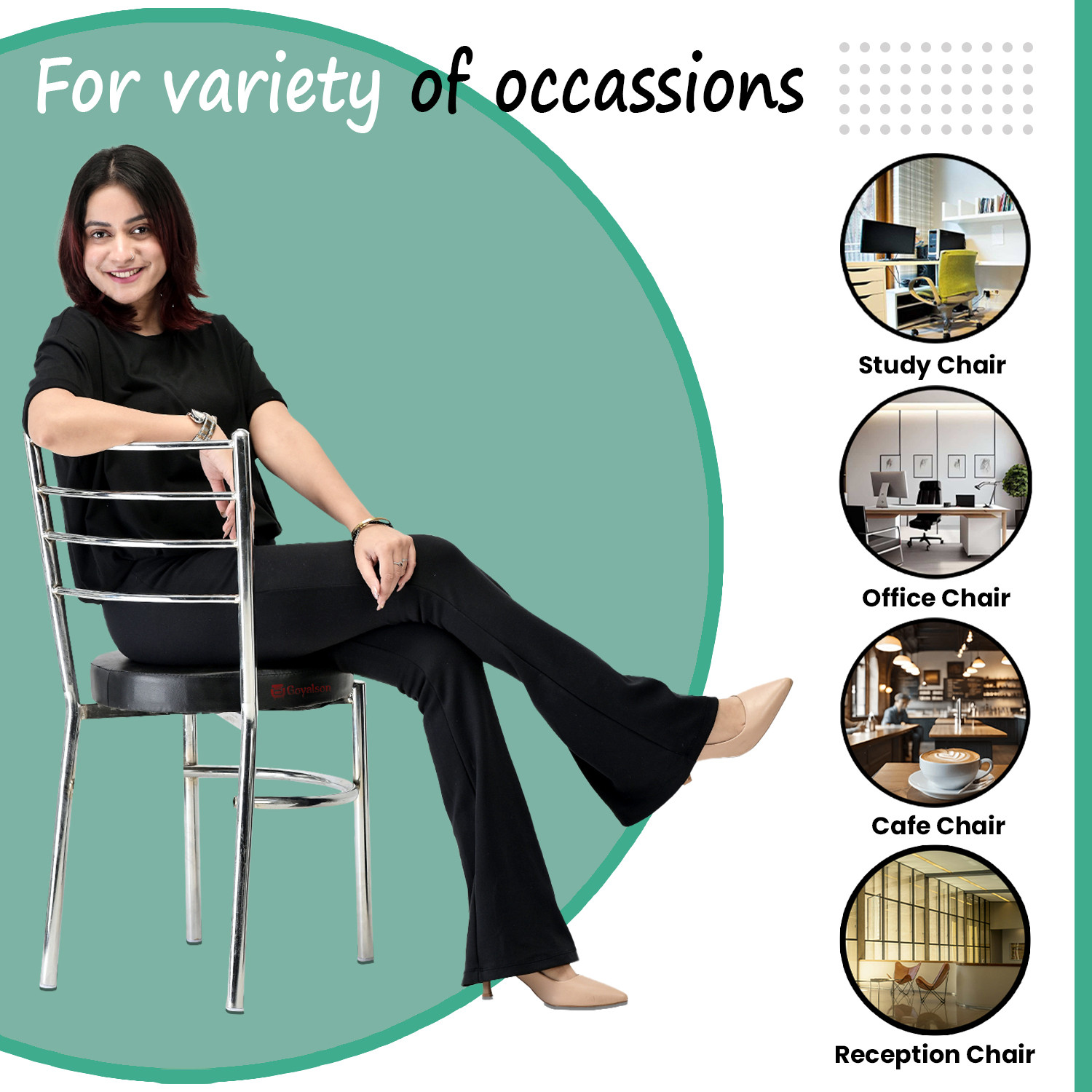 Image of APPLE FURNITURE Stylish Durable Dining Chair with Cushion Steel Chrome Chair Metal Dining Chair