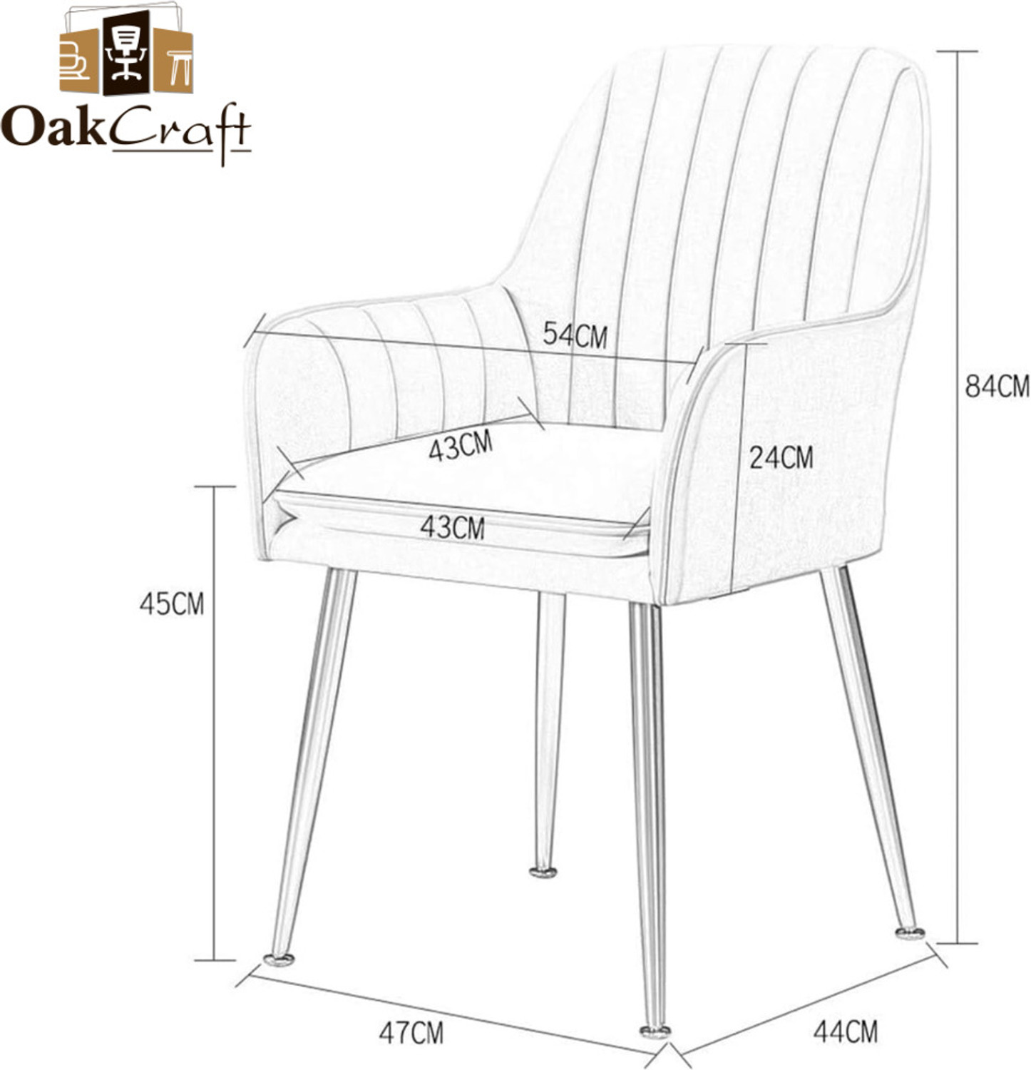 Image of Oakcraft Velvet Lounge /Dinning /Accent Chairs with Engineered Metal Legs Metal Living Room Chair