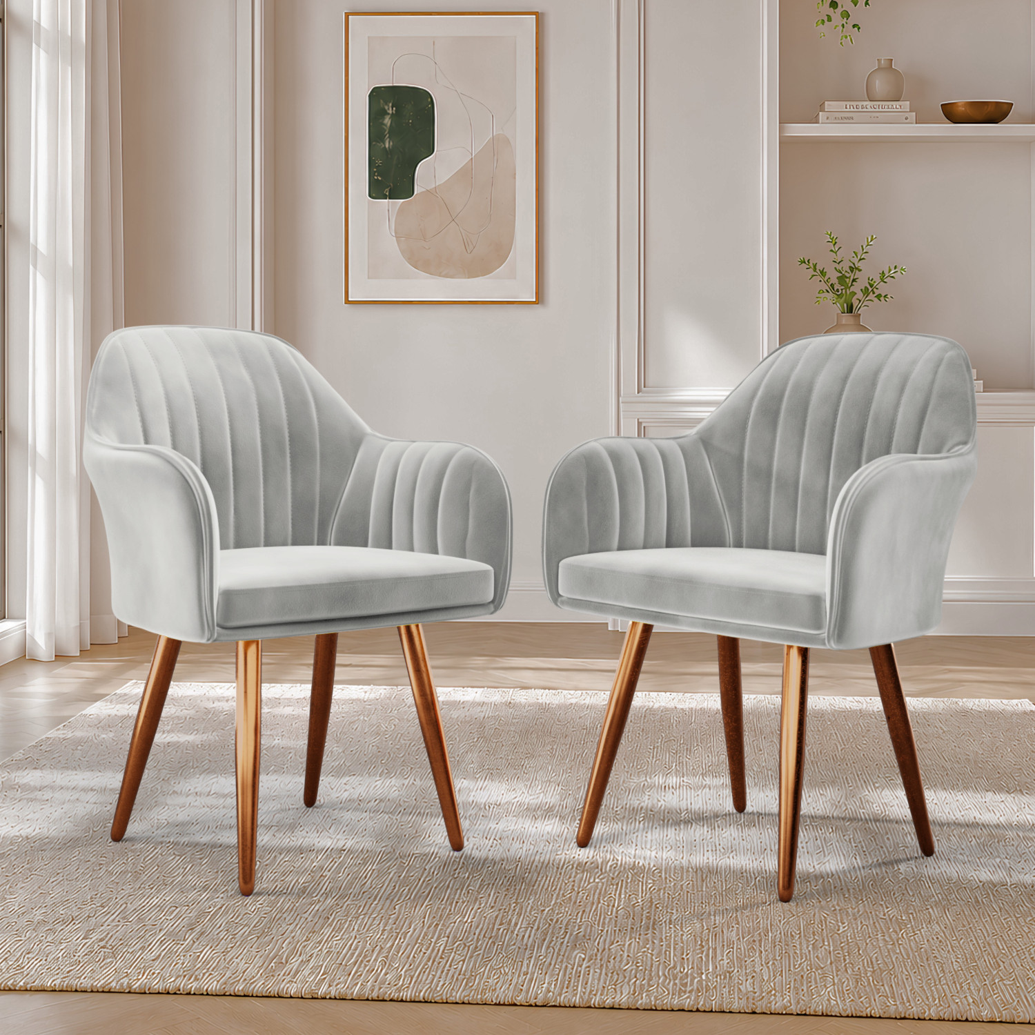 Image of Vergo Plush Velvet Accent Chair, Cushion Seat for Home, Cafe, Living Fabric Dining Chair