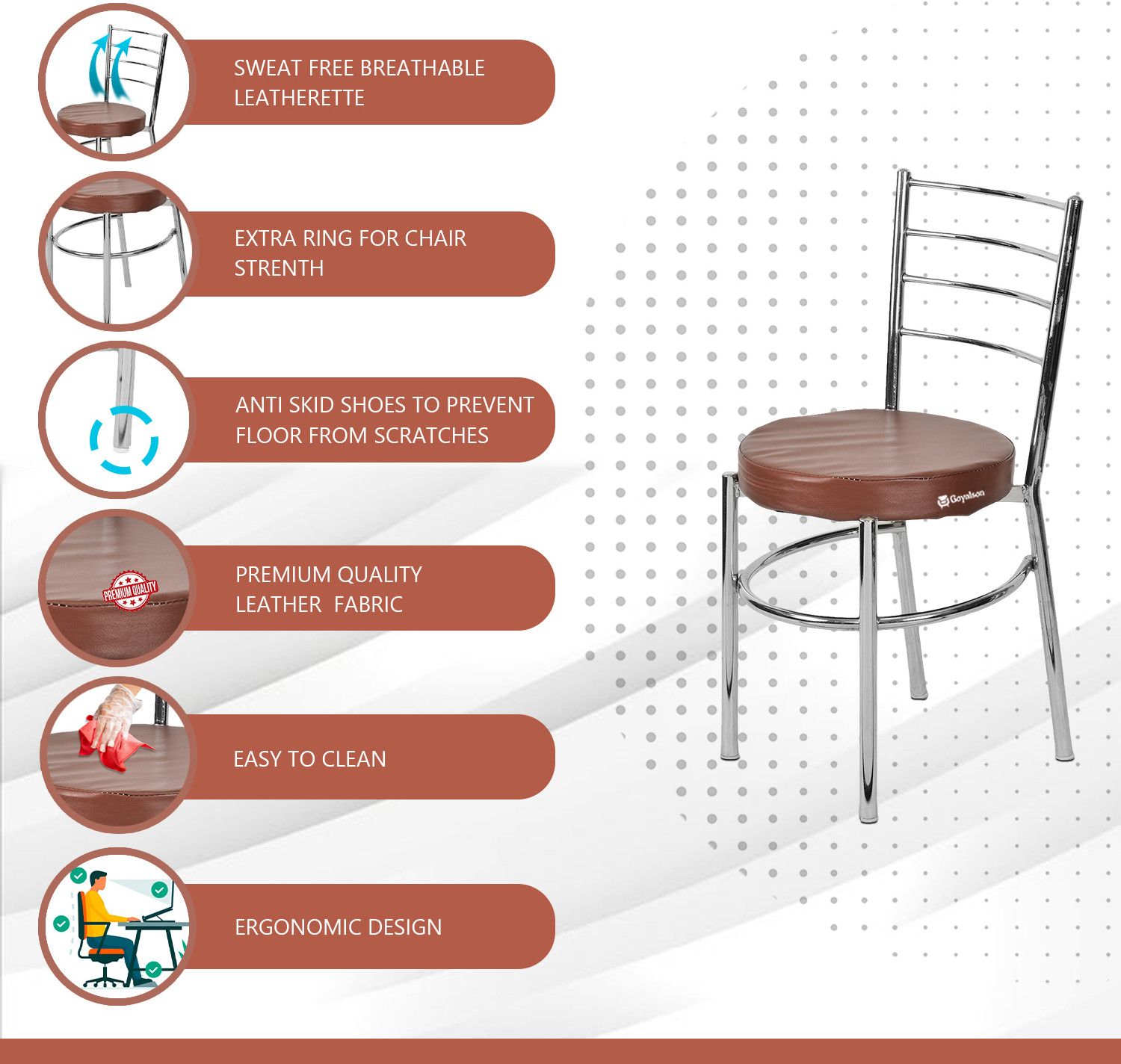 Image of NEW GOYAL FURNITURE Cafe Dining Chair for Home Hotel Restaurant Leatherette Dining Chair