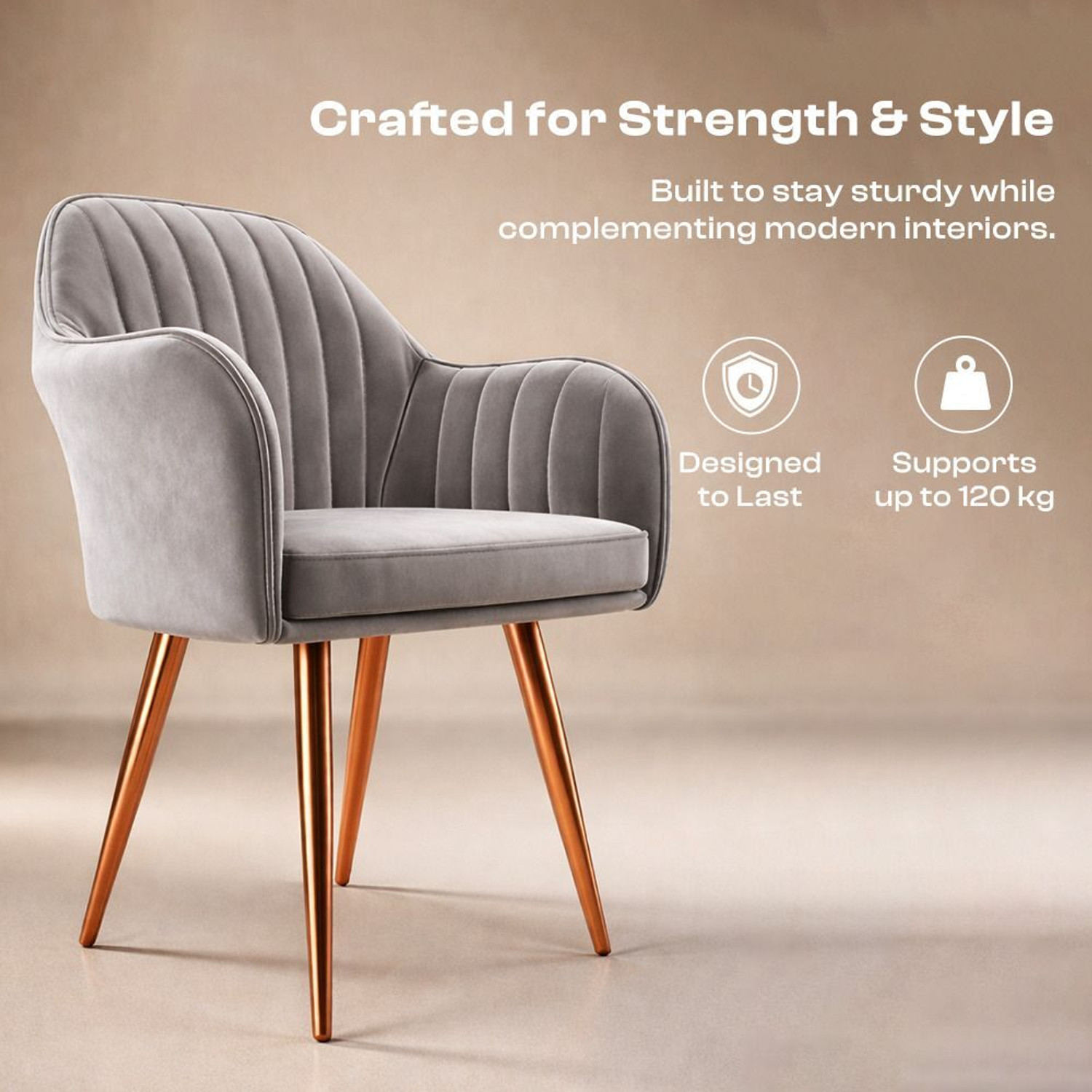 Image of Vergo Plush Velvet Accent Chair, Cushion Seat for Study, Living Room,Cafe, Restaurants Fabric Dining Chair