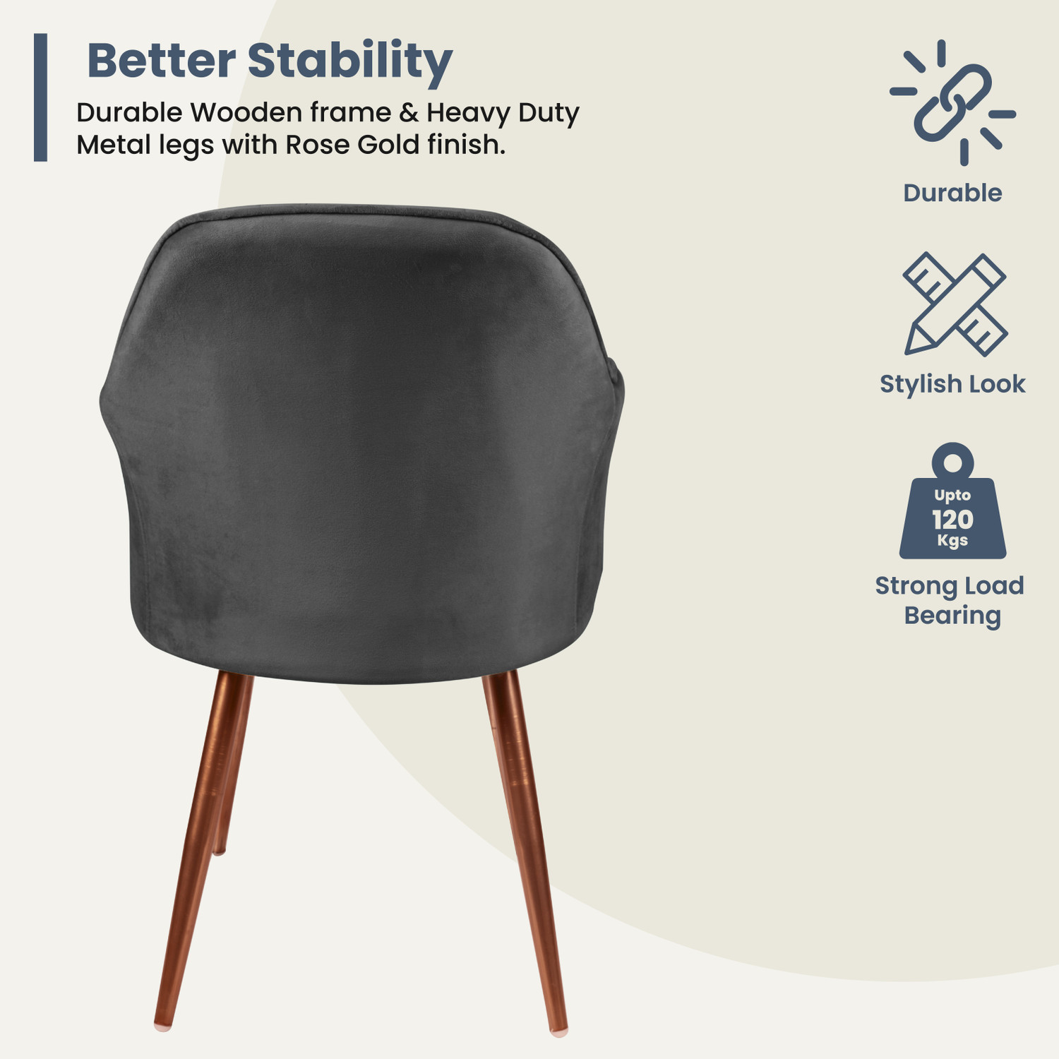 Image of Vergo Plush Accent Chair for Living Room, Bedroom, Study Room, Cafes | Velvet Fabric Dining Chair