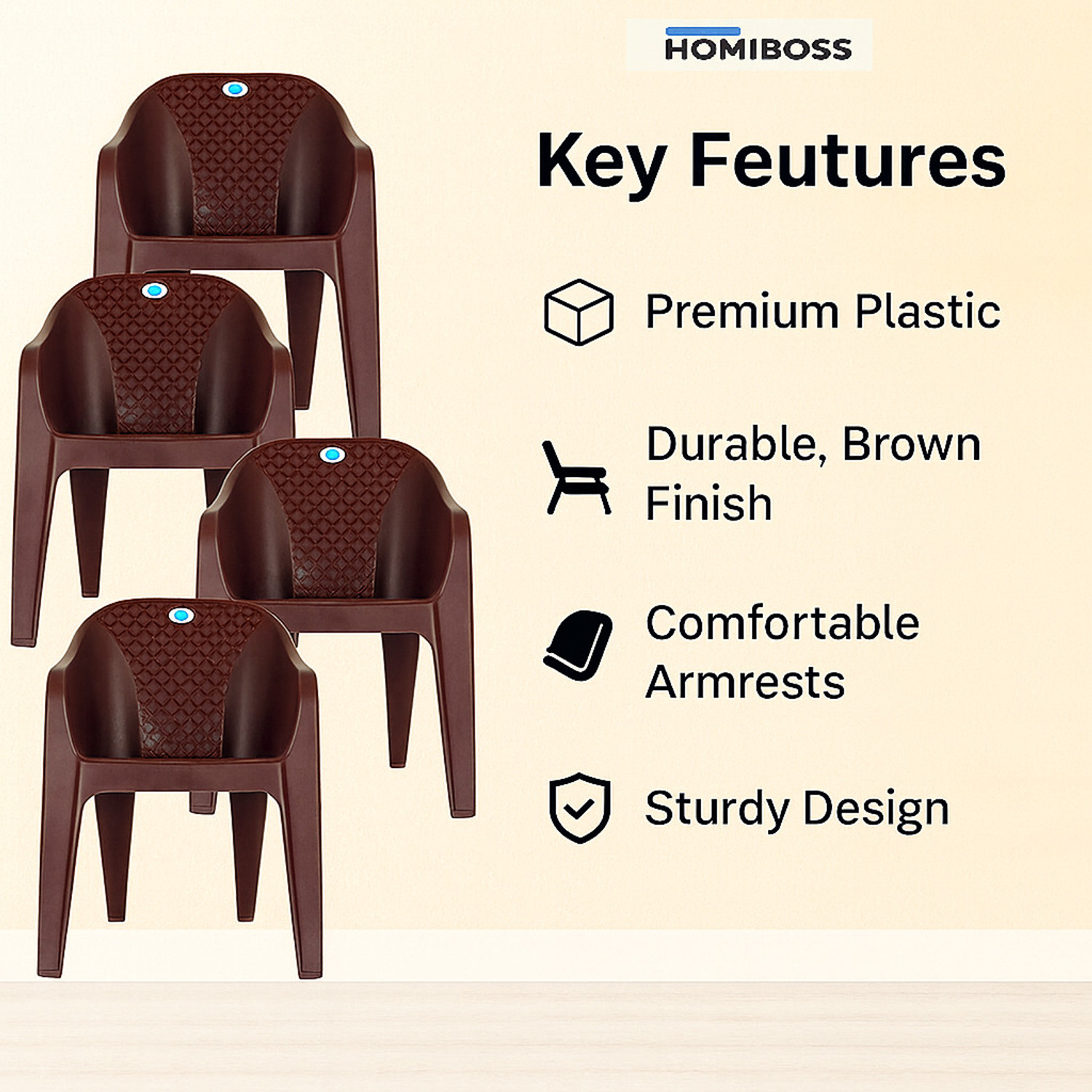 Image of HOMIBOSS chairs for home, outdoor, garden, events, resturant Plastic Dining Chair