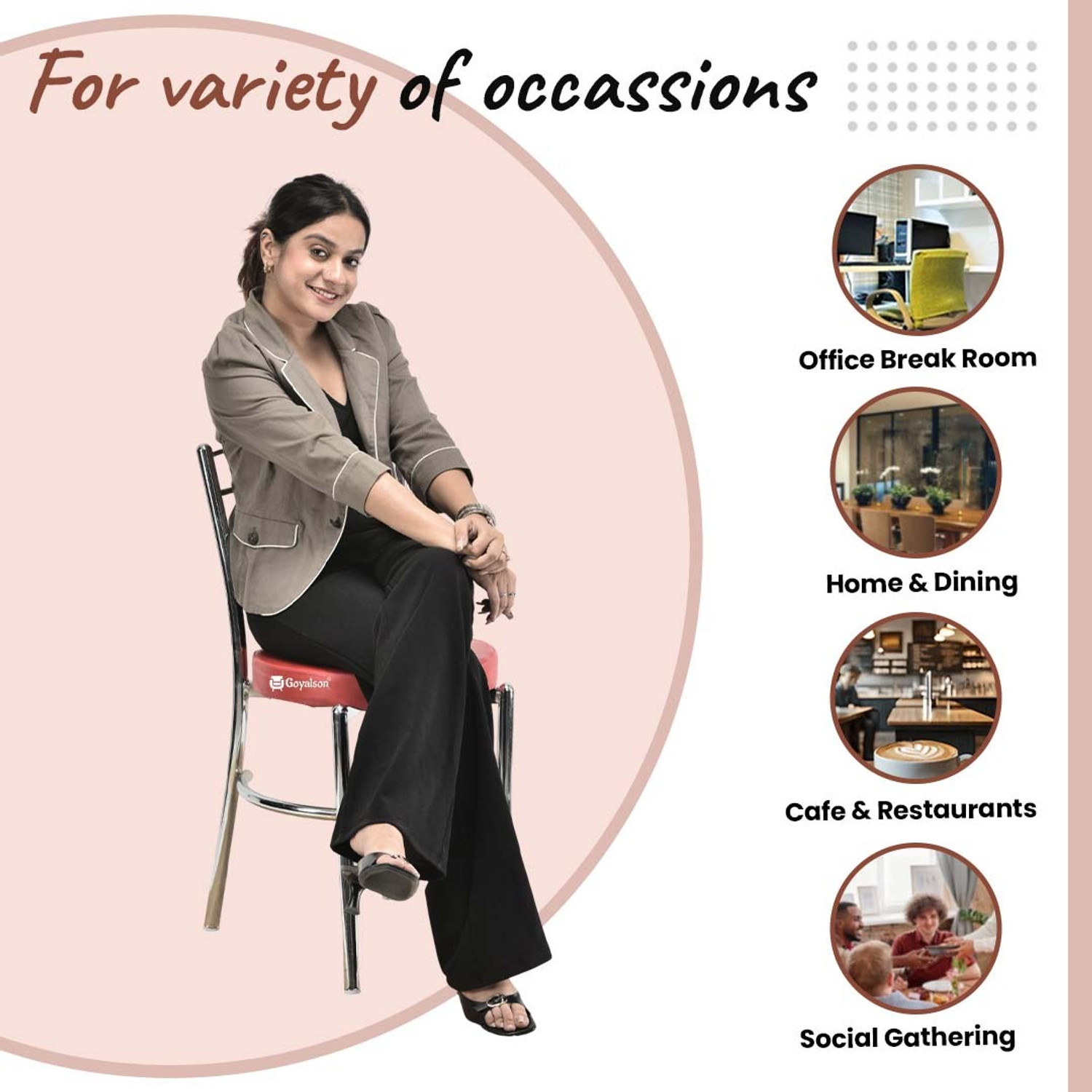 Image of Goyal Steel & Furniture Industries Modern Leatherette steel Dining Chair for Kitchen and Living Room Metal Dining Chair