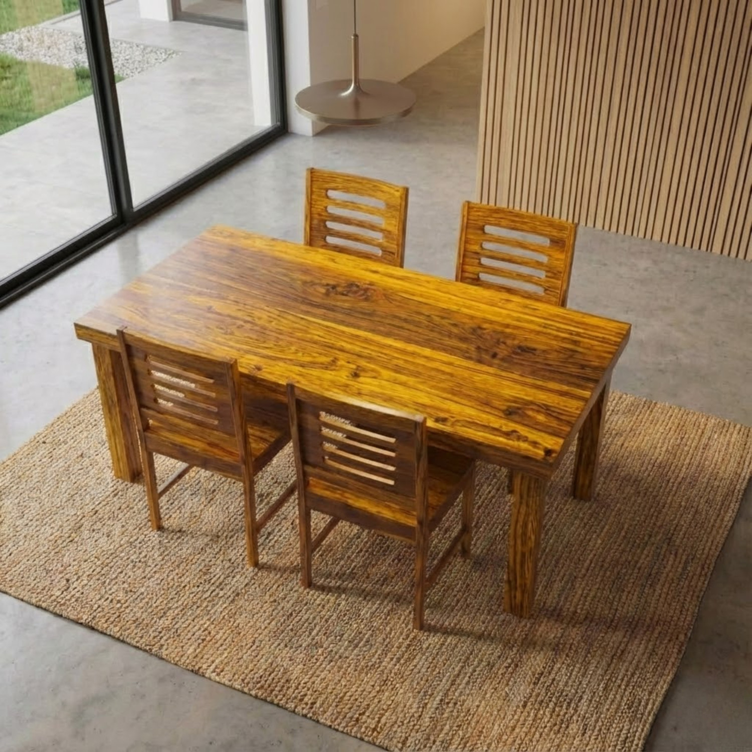 Image of WAKESURE Sheesham (Rosewood) Solid Wood 4 Seater Dining Set