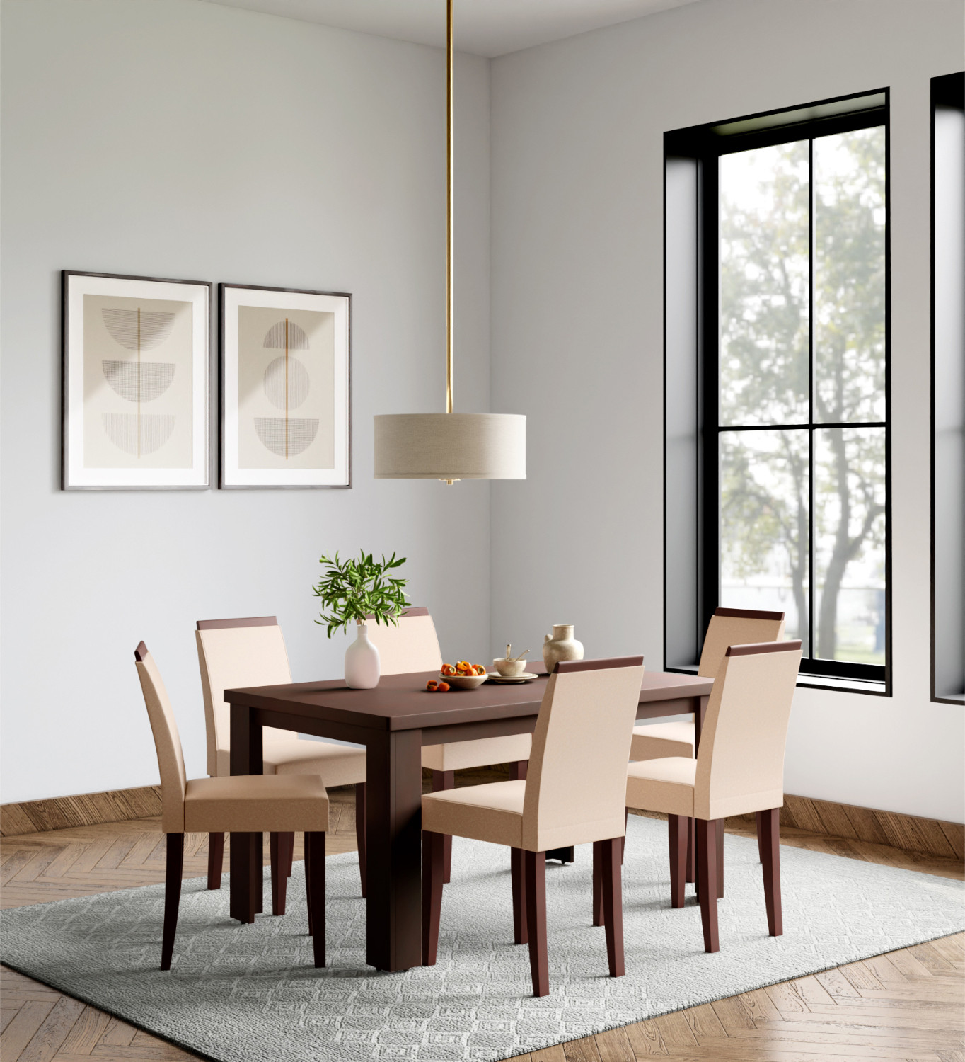 Image of Interio by Godrej Jack Solid Wood 6 Seater Dining Set
