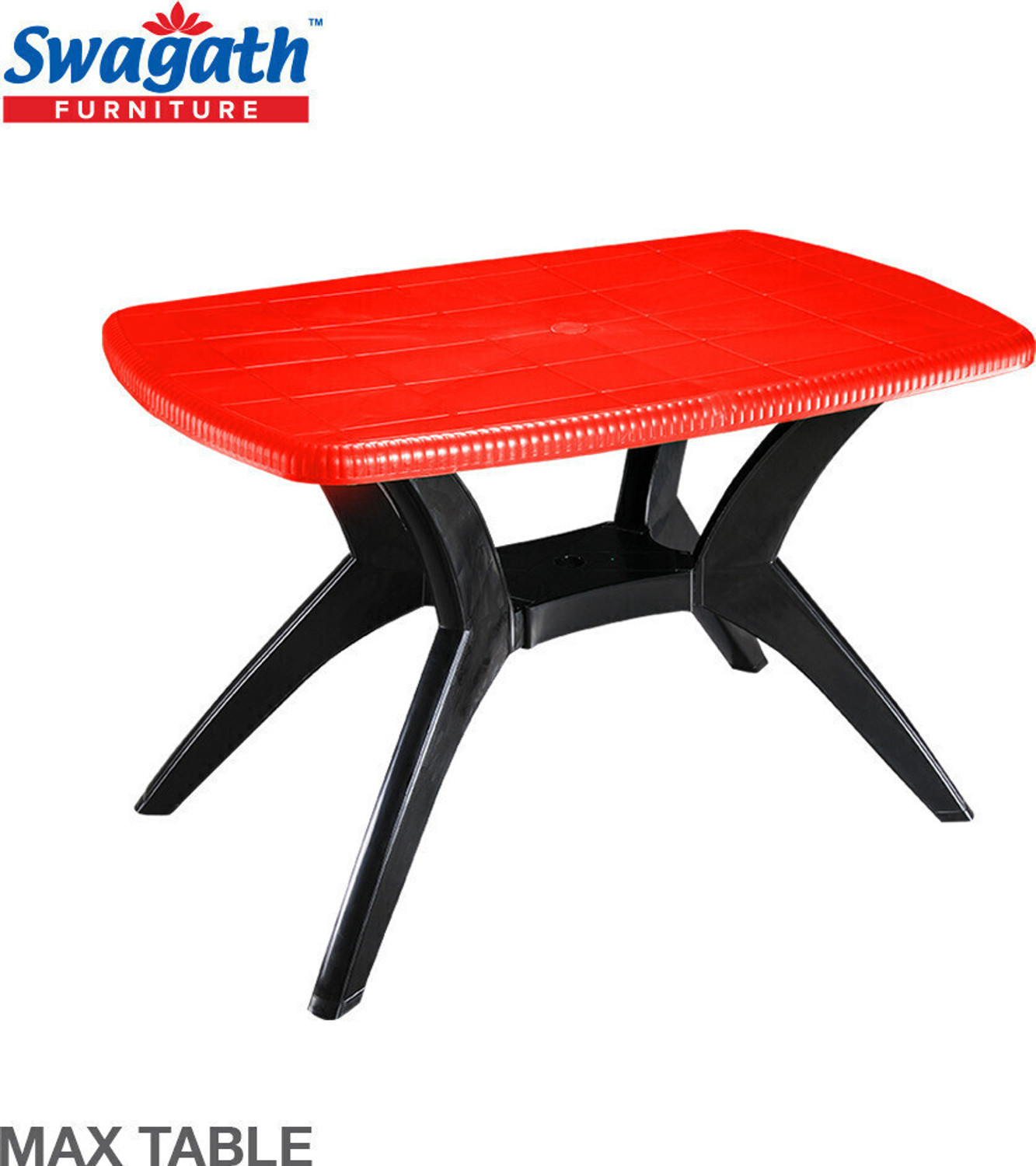 Image of swagath furniture 4 Seater Dining Table Set for Home Garden Cafeteria Plastic 4 Seater Dining Set
