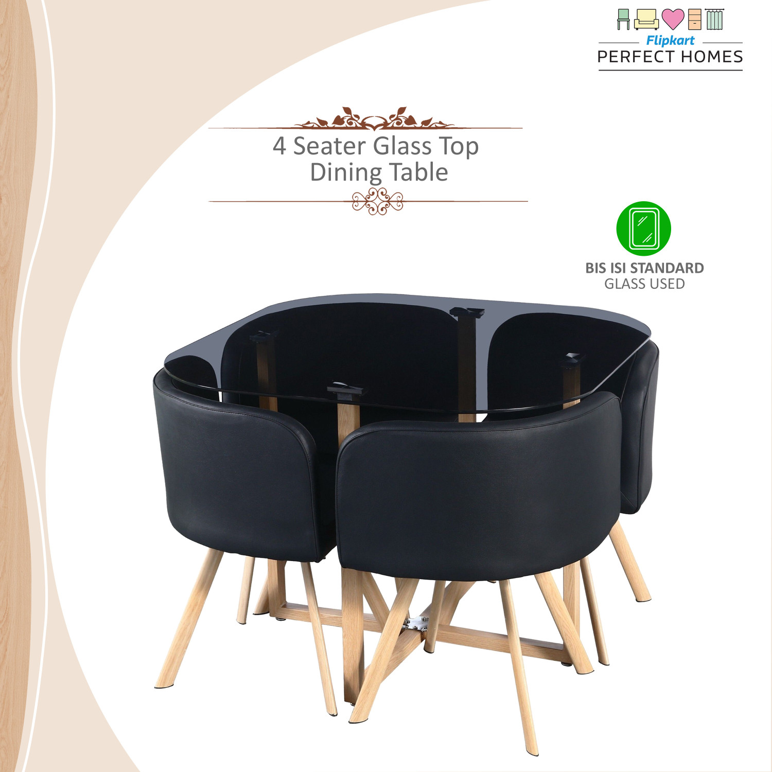 Image of Flipkart Perfect Homes Atiu Metal 4 Seater Dining Set