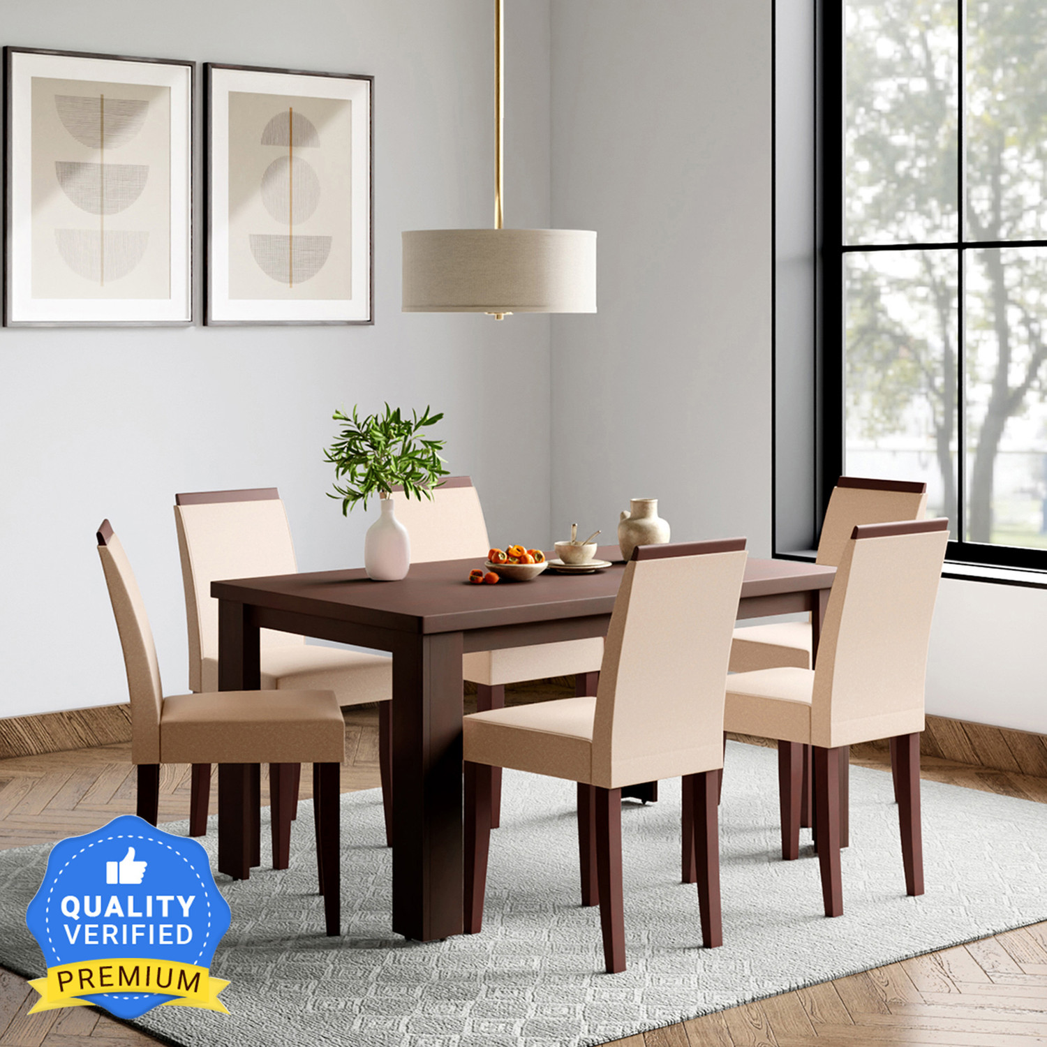 Image of Interio by Godrej Jack Solid Wood 6 Seater Dining Set