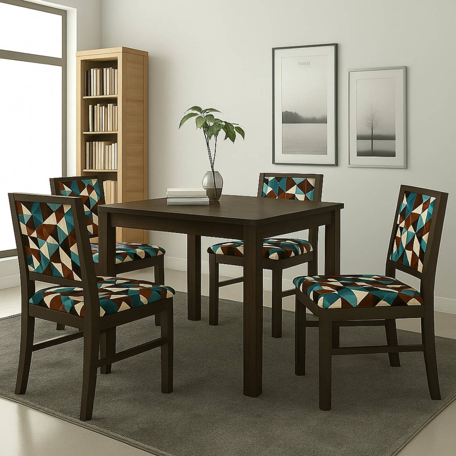 Kendalwood Furniture Premium Dining Room Furniture Wooden Dining Table with 4 Chairs Solid Wood 4 Seater Dining Set