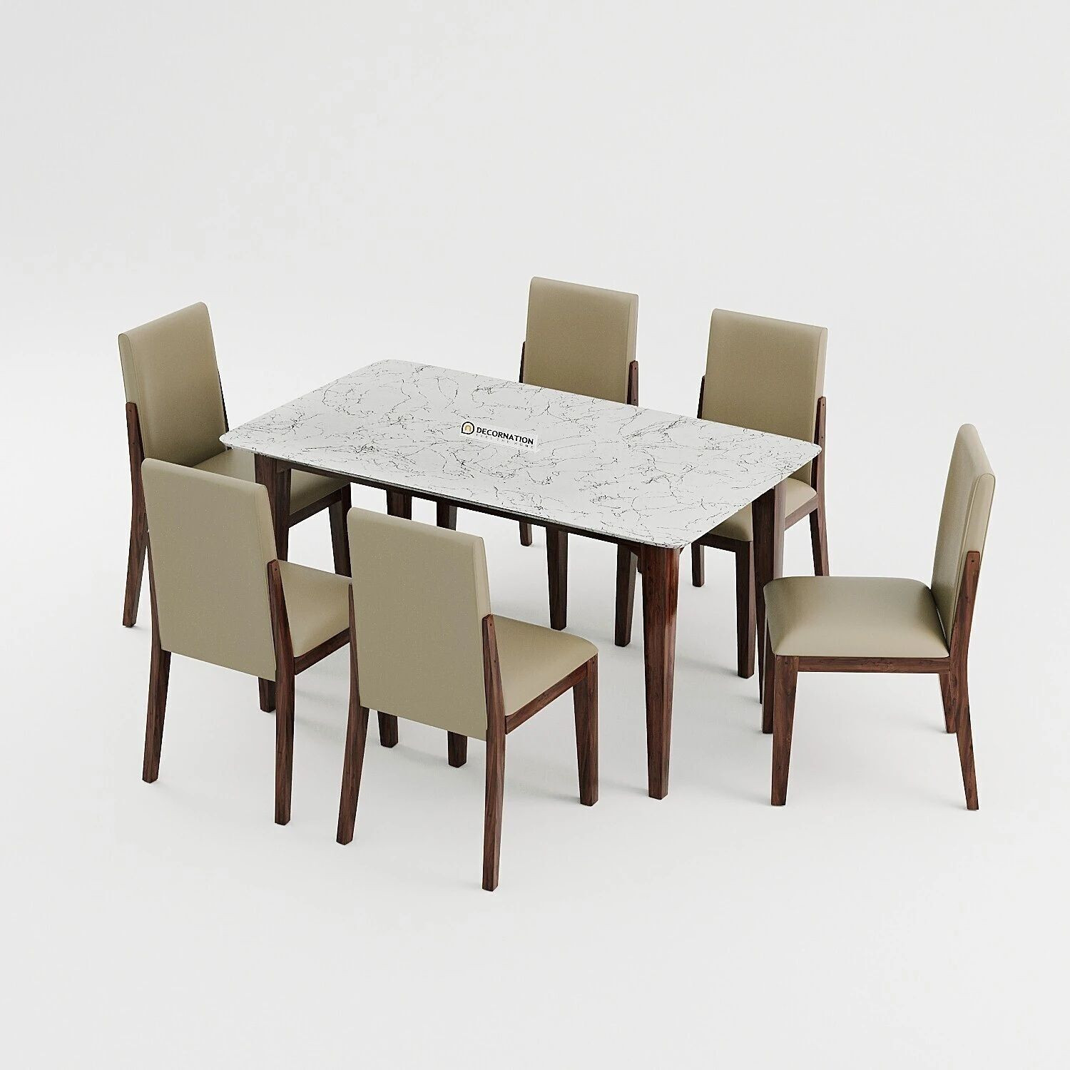 Image of DecorNation Italiana Solid Wood 6 Seater Dining Set