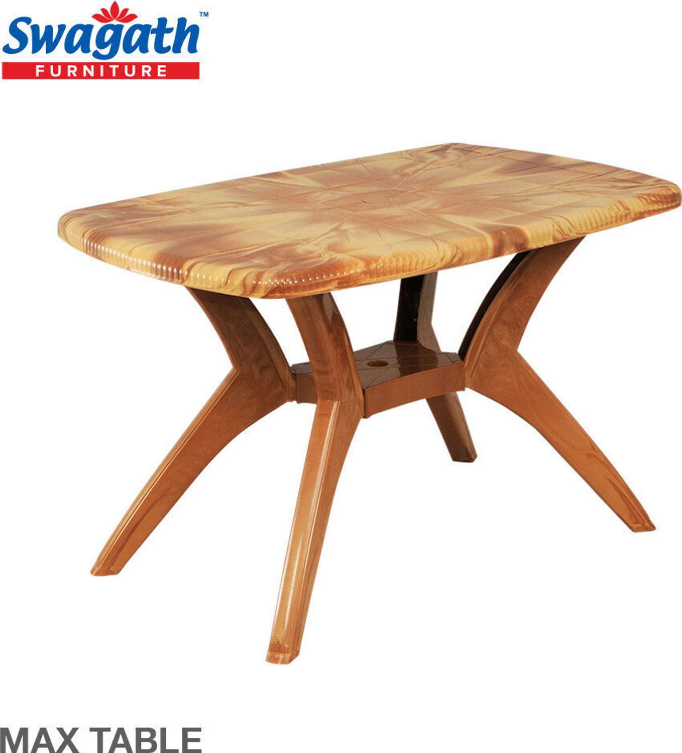 Image of swagath furniture 4 Seater Dining Table Set for Home Garden Cafeteria Plastic 4 Seater Dining Set