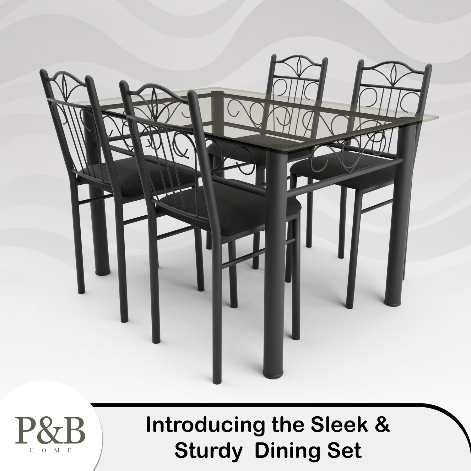 Image of Furnesta Majestic Indoor & Outdoor for Dining Room and Living Room | 1 Year Warranty | Metal 4 Seater Dining Set