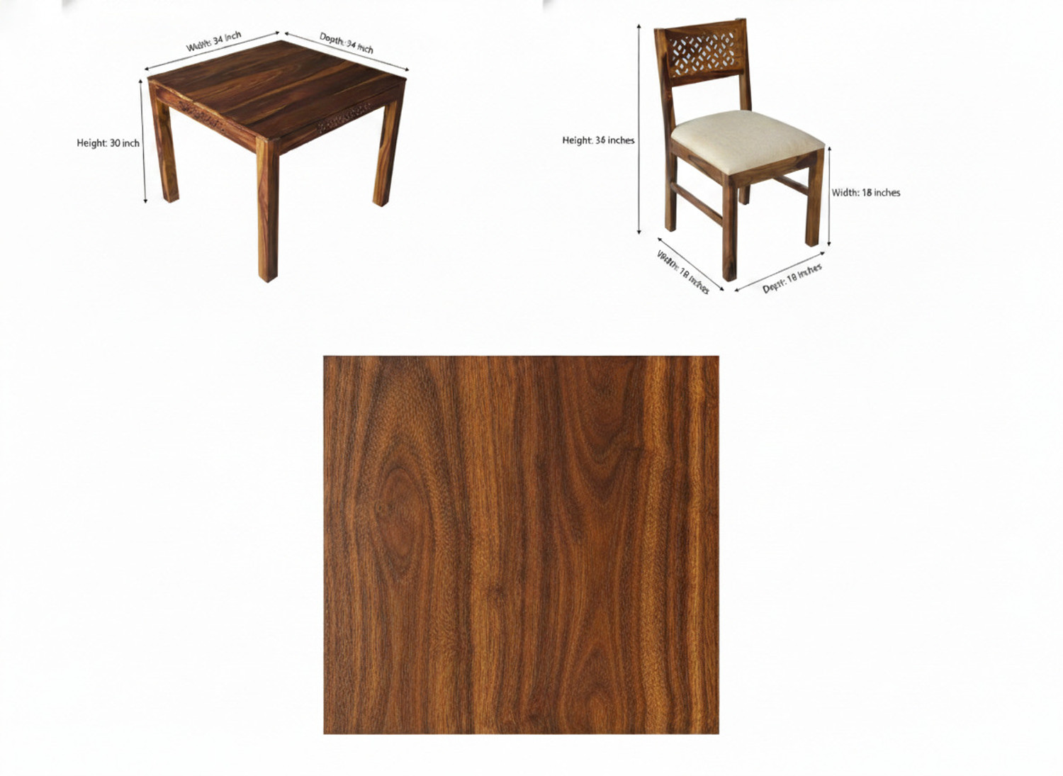 Image of Deuba Premium Quality 4 Seater Dining Table Set Solid Wood 4 Seater Dining Set