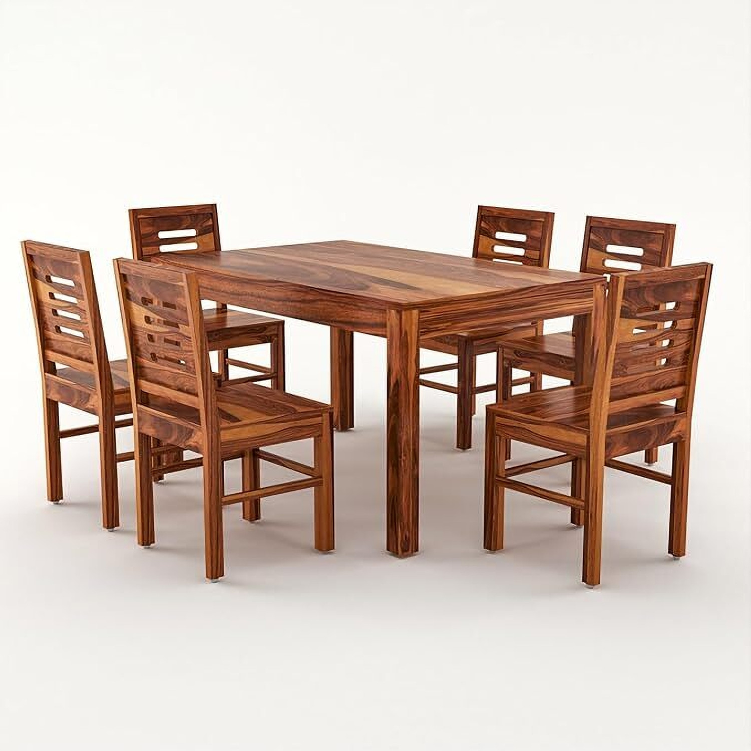 Image of CLANECRAFT Solid Sheesham Wood Six Seater Dining Set For Dining Room / Hotel | Solid Wood 6 Seater Dining Set