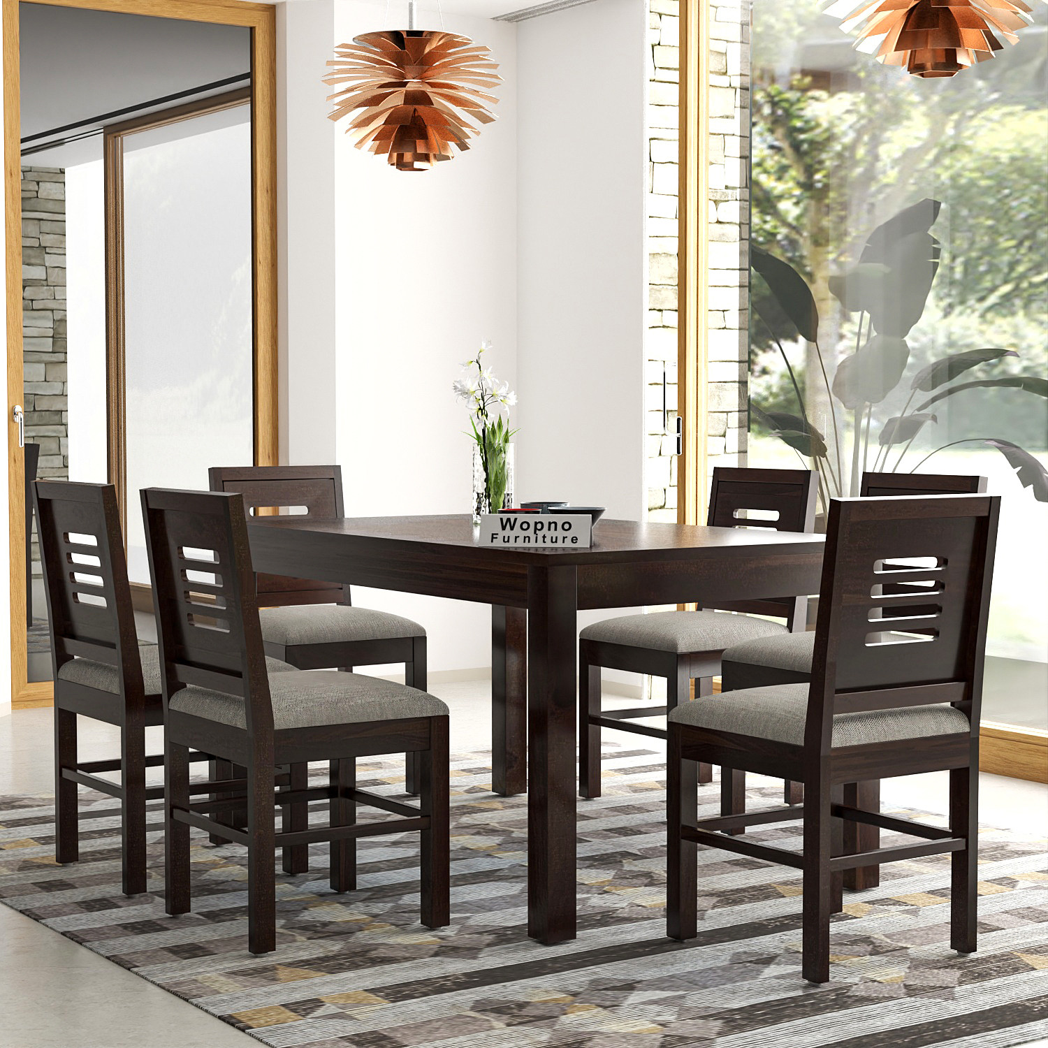 Image of Wopno Furniture Solid Wood 6 Seater Dining Set