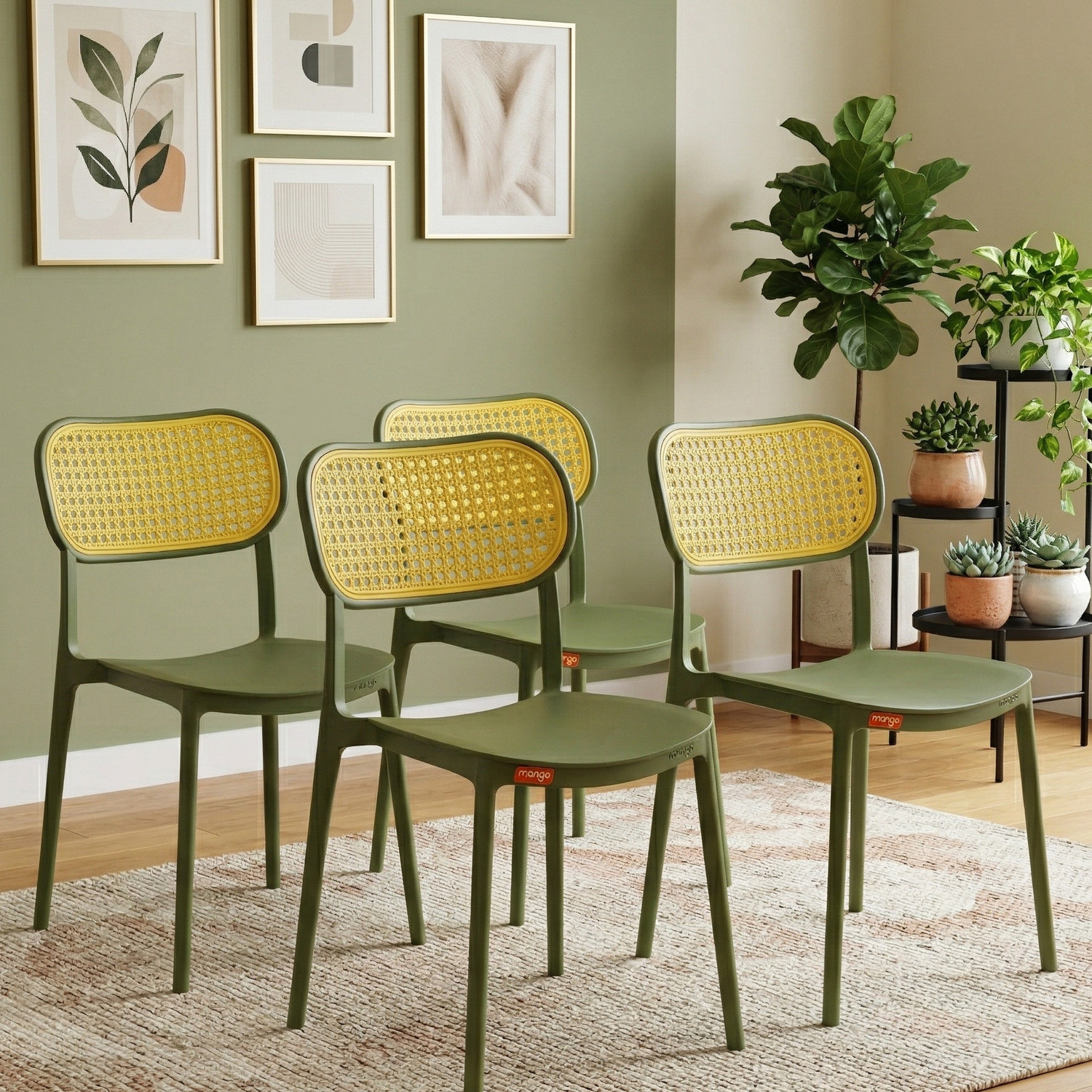 Image of TrendyLivings 4 Seater Dining Table Set for Home Garden Cafeteria Restaurant Plastic 4 Seater Dining Set