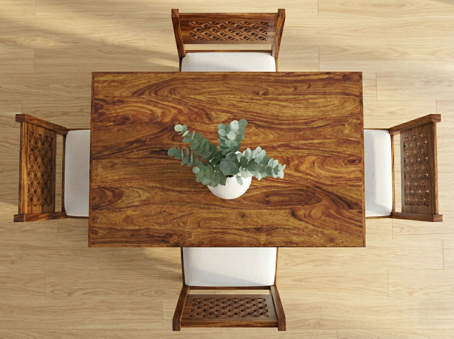 Image of Deuba Premium Quality 4 Seater Dining Set for living room Furniture Solid Wood 4 Seater Dining Set