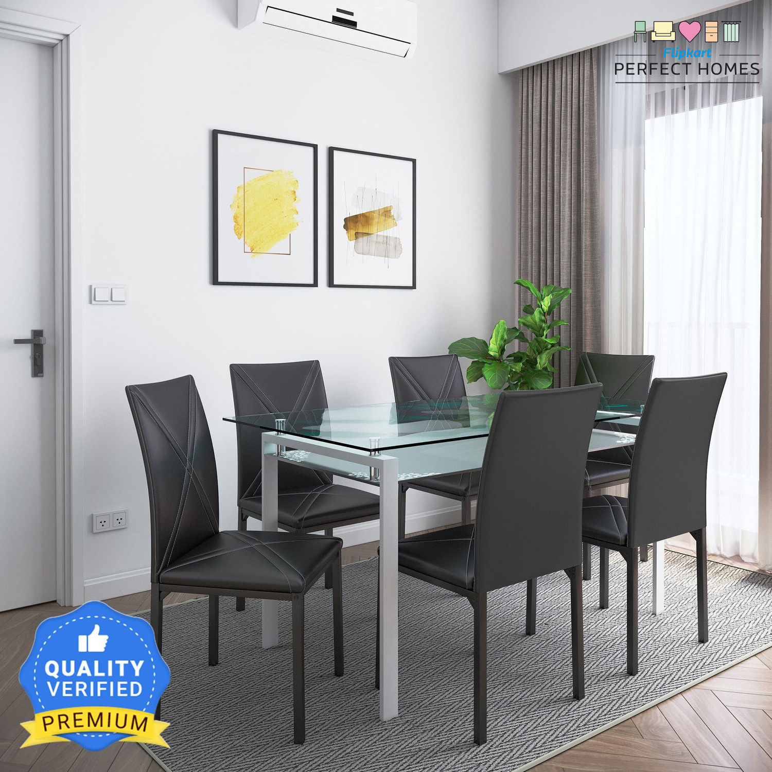 Image of Flipkart Perfect Homes Luzon Metal 6 Seater Dining Set