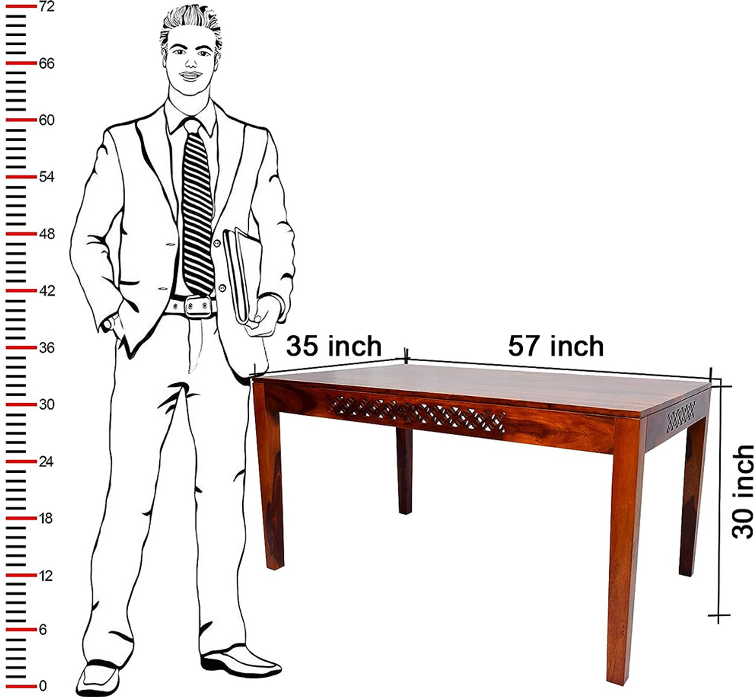 Image of Mooncraft Solid Wood 6 Seater Dining Set