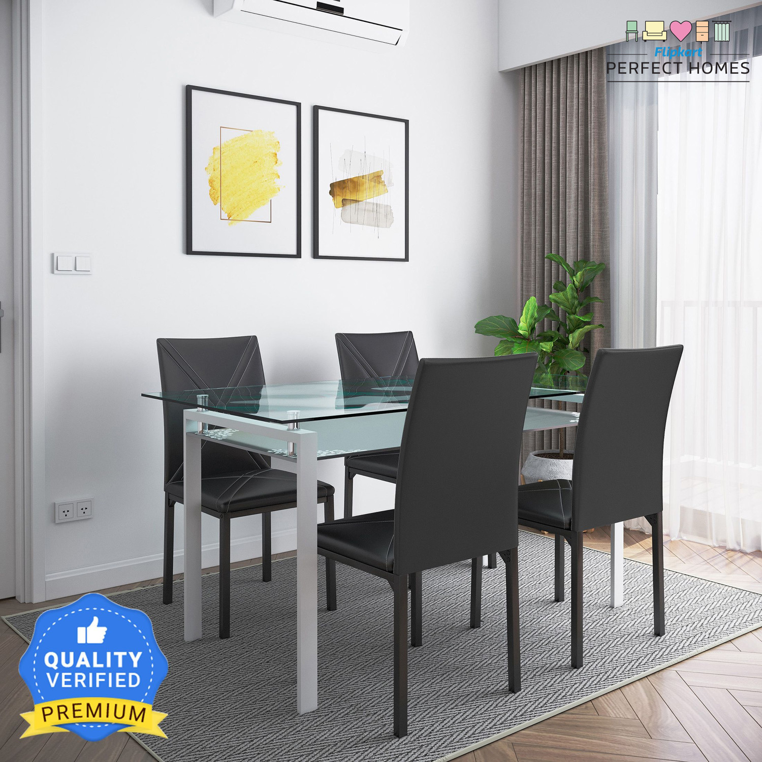 Image of Flipkart Perfect Homes Luzon Metal 4 Seater Dining Set