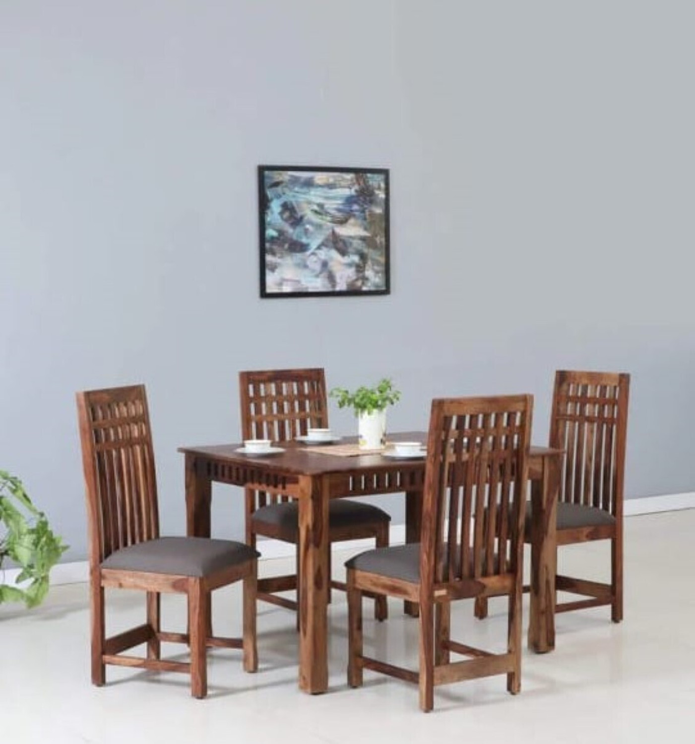 Image of Devsignature Solid Sheesham Wood Four Seater Dining Set For Kitchen , Hotel , Restaurant Solid Wood 4 Seater Dining Set