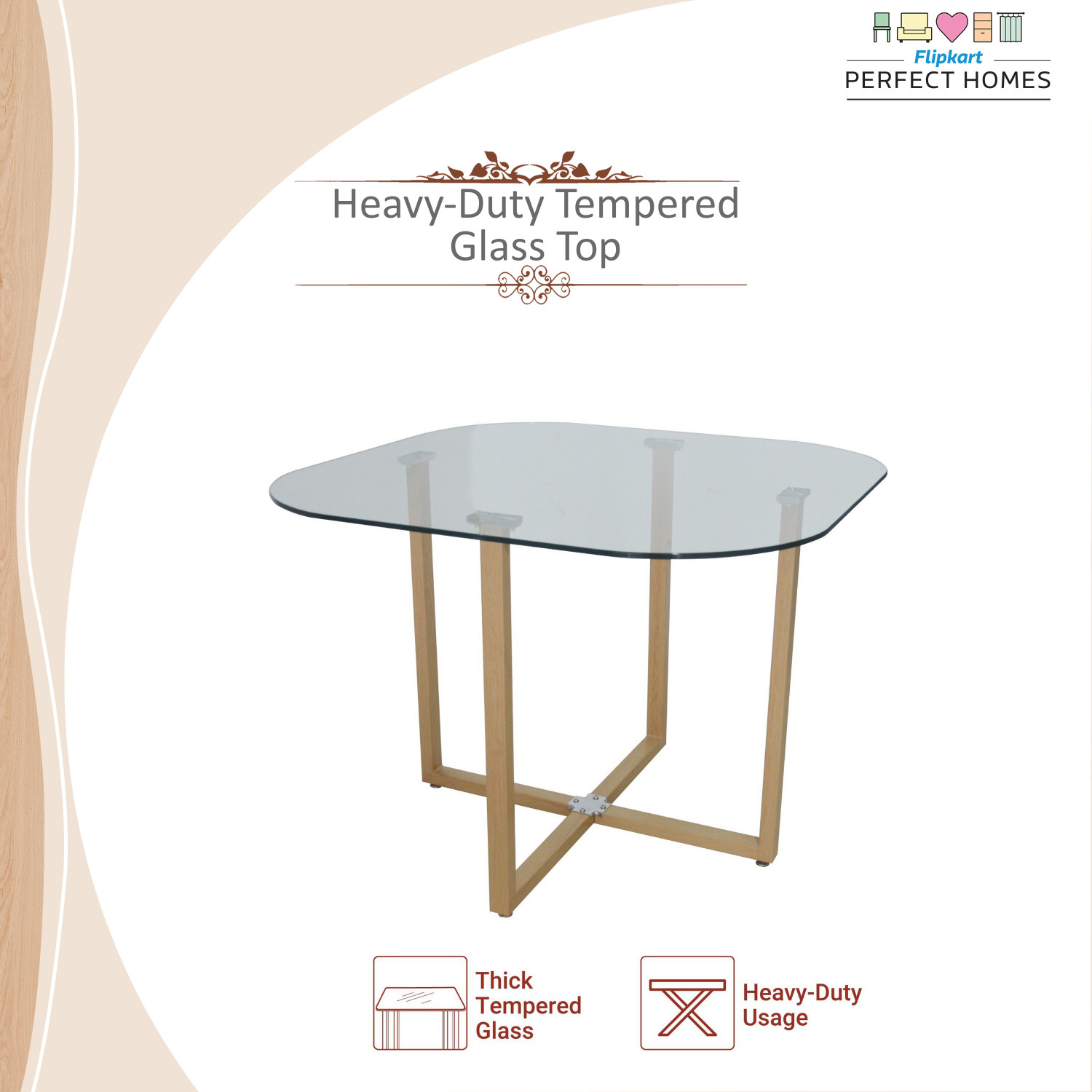 Image of Flipkart Perfect Homes Atiu Metal 4 Seater Dining Set