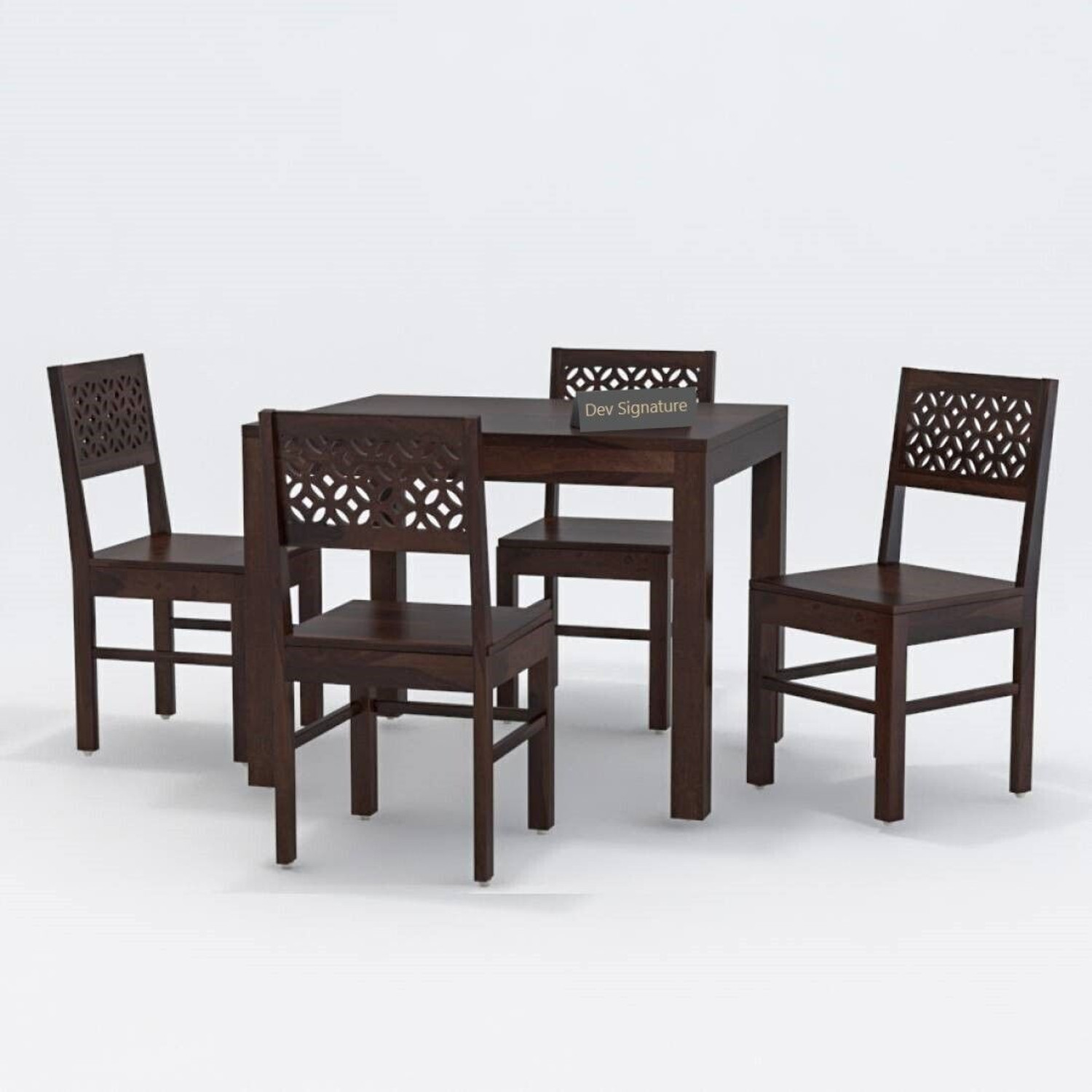 Image of Devsignature Solid Sheesham Wood Four Seater Dining Set For Kitchen , Hotel , Restaurant Solid Wood 4 Seater Dining Set