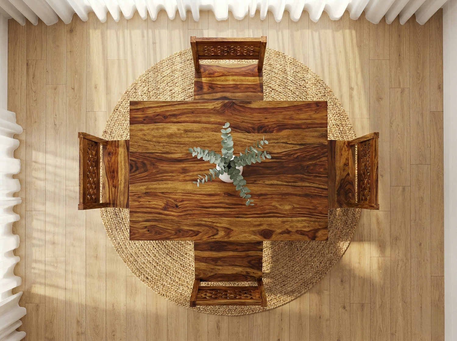 Image of Deuba Premium Quality 4 Seater Dining Set for living room Furniture Solid Wood 4 Seater Dining Set