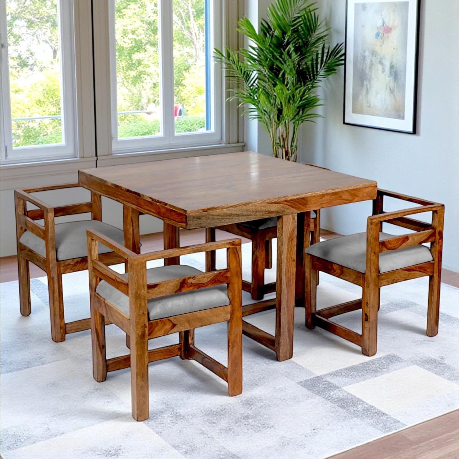 Image of Ikiriya Kingston Sheesham ( Rosewood ) Solid Wood 4 Seater Dining Set