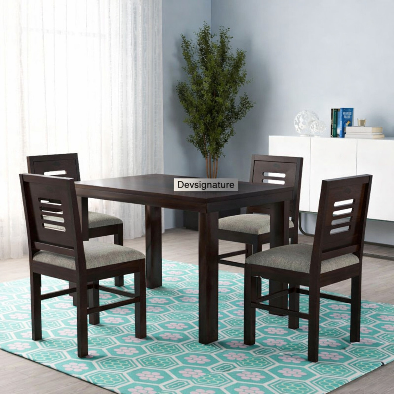 Image of Devsignature INDIAN SOLID WOOD SIX SEATER DINING SET Solid Wood 4 Seater Dining Set