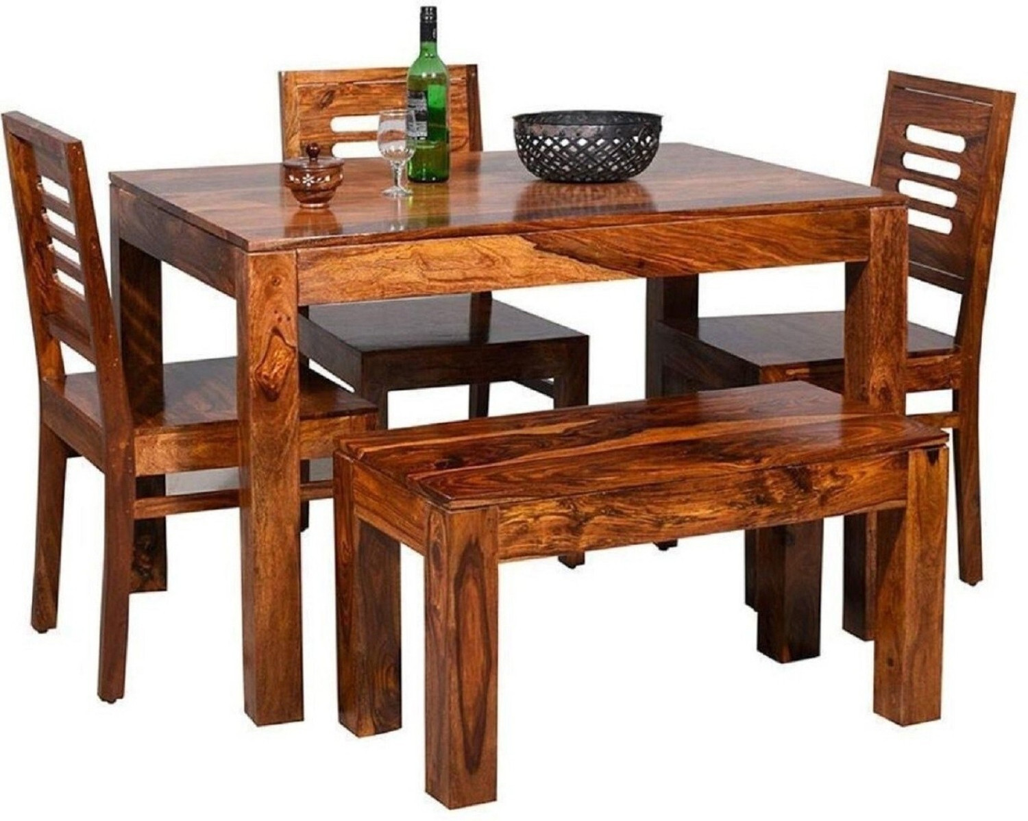 Image of JeenWood Beautiful Dining Set In Sheesham Wood In Living Room Solid Wood 4 Seater Dining Set