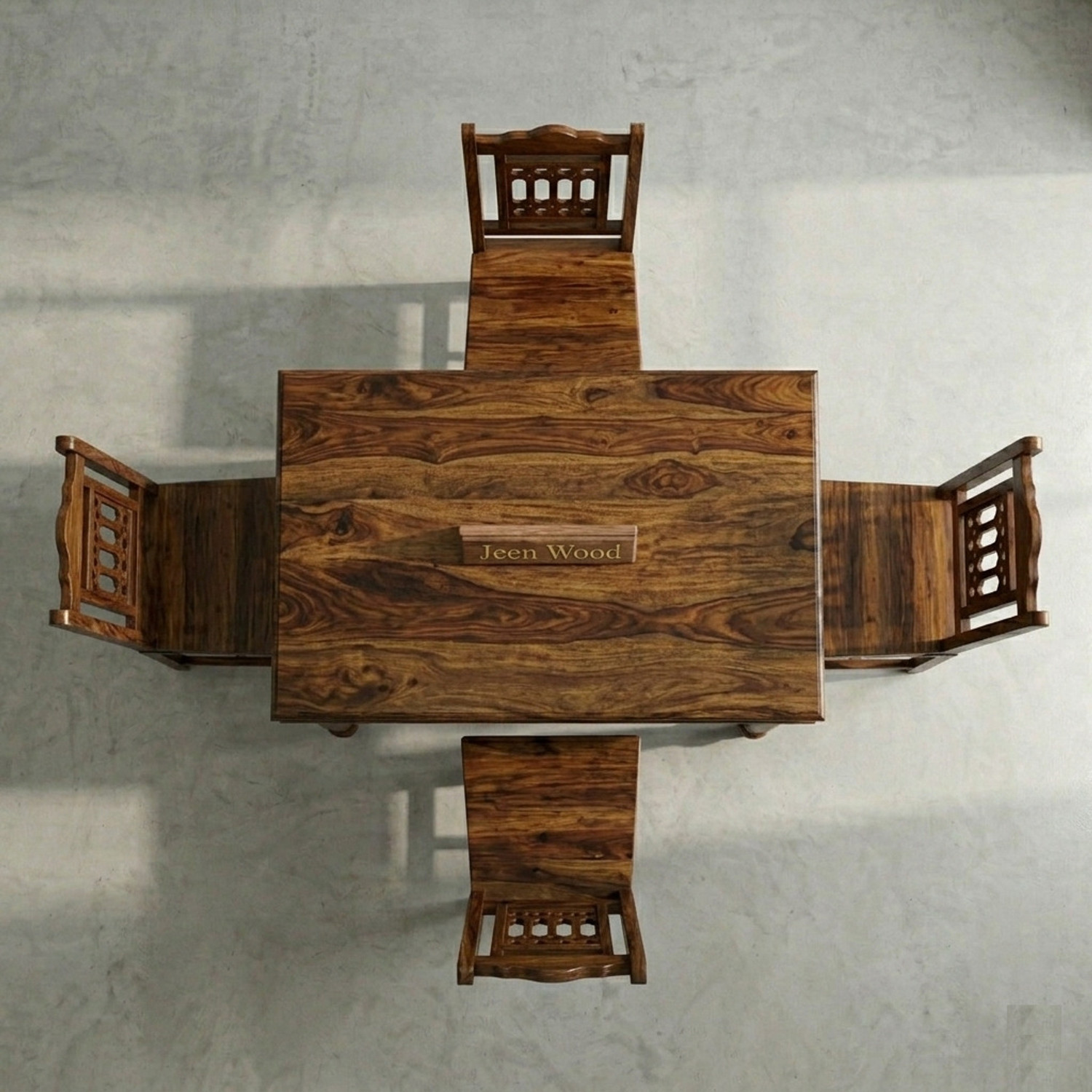 Image of JeenWood Beautiful Dining Set In Sheesham Wood In Living Room Solid Wood 4 Seater Dining Set