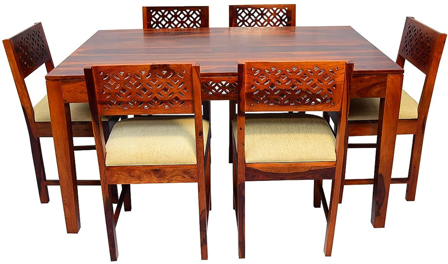 Image of Mooncraft Solid Wood 6 Seater Dining Set
