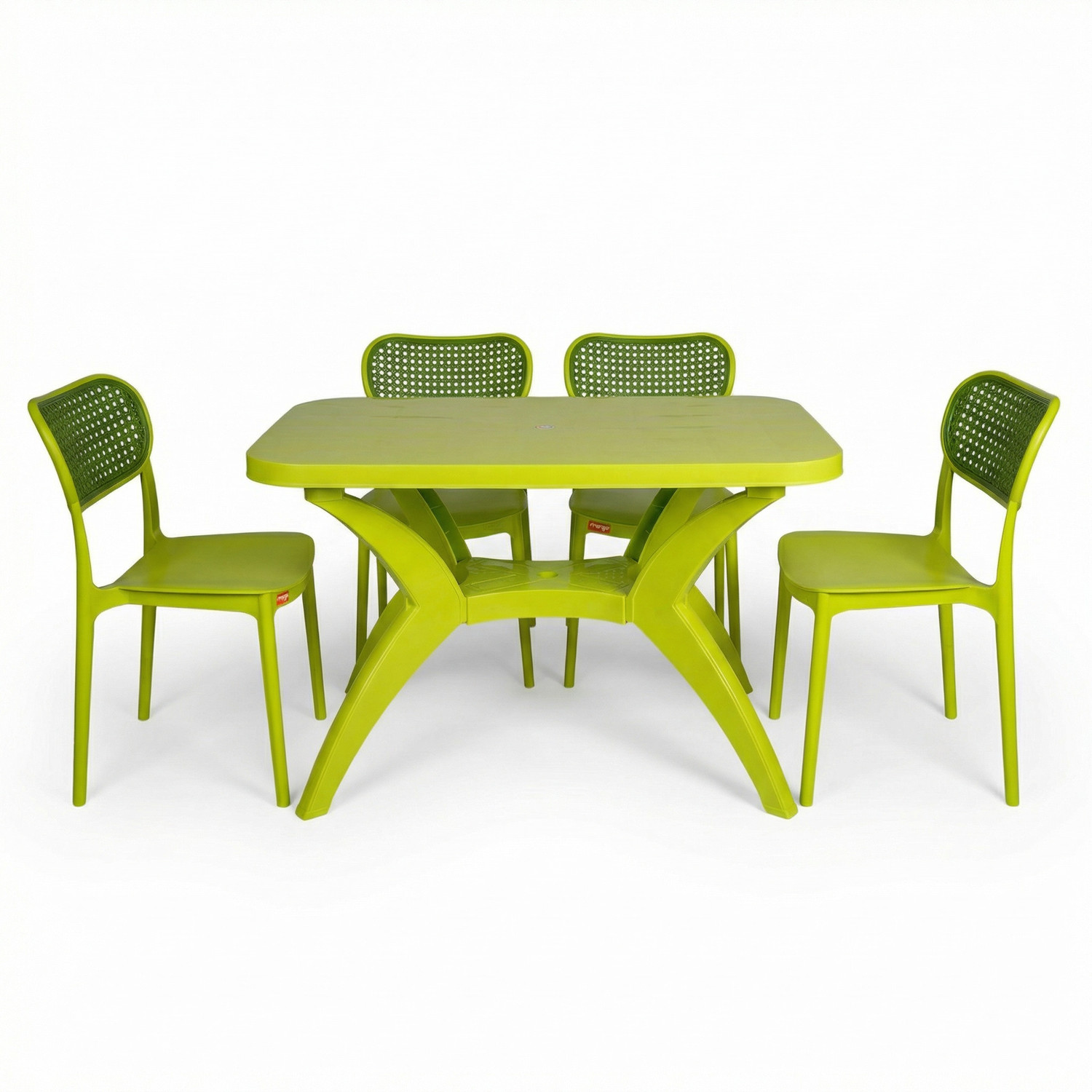 Image of TrendyLivings 4 Seater Dining Table Set for Home Garden Cafeteria Restaurant Plastic 4 Seater Dining Set