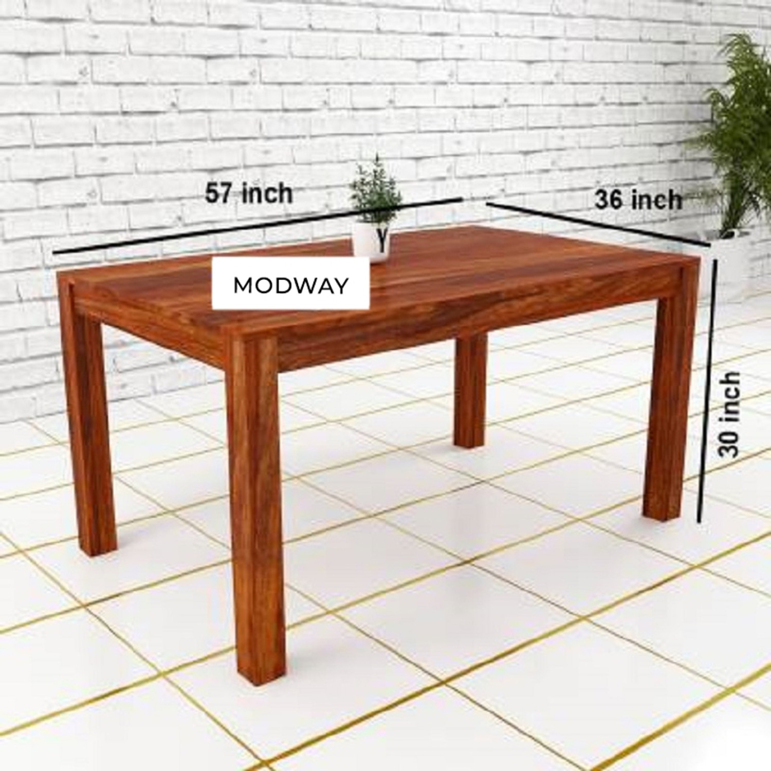 Image of Modway Sheesham Wood Dining Table For House /Office /Hotel Solid Wood 6 Seater Dining Set