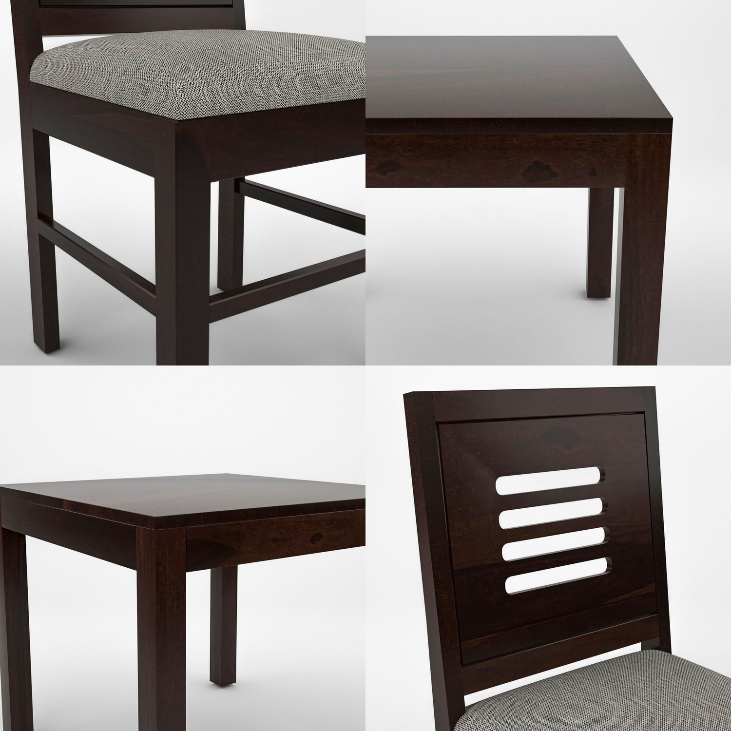 Image of Wopno Furniture Sheesham Wooden 2 Seater Dining Table Set with Cushioned Chairs for Dining Room Solid Wood 2 Seater Dining Set