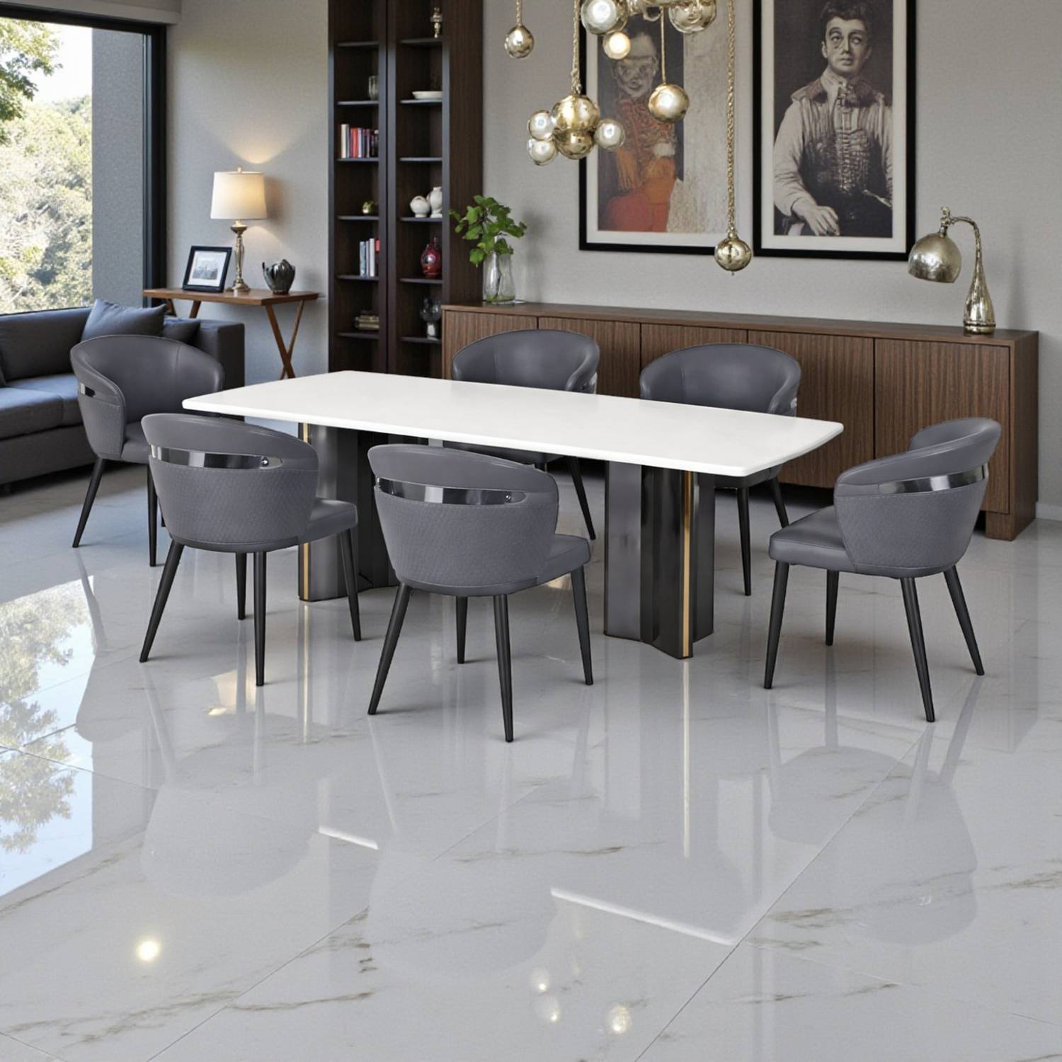 THE ATTIC Metal 6 Seater Dining Set