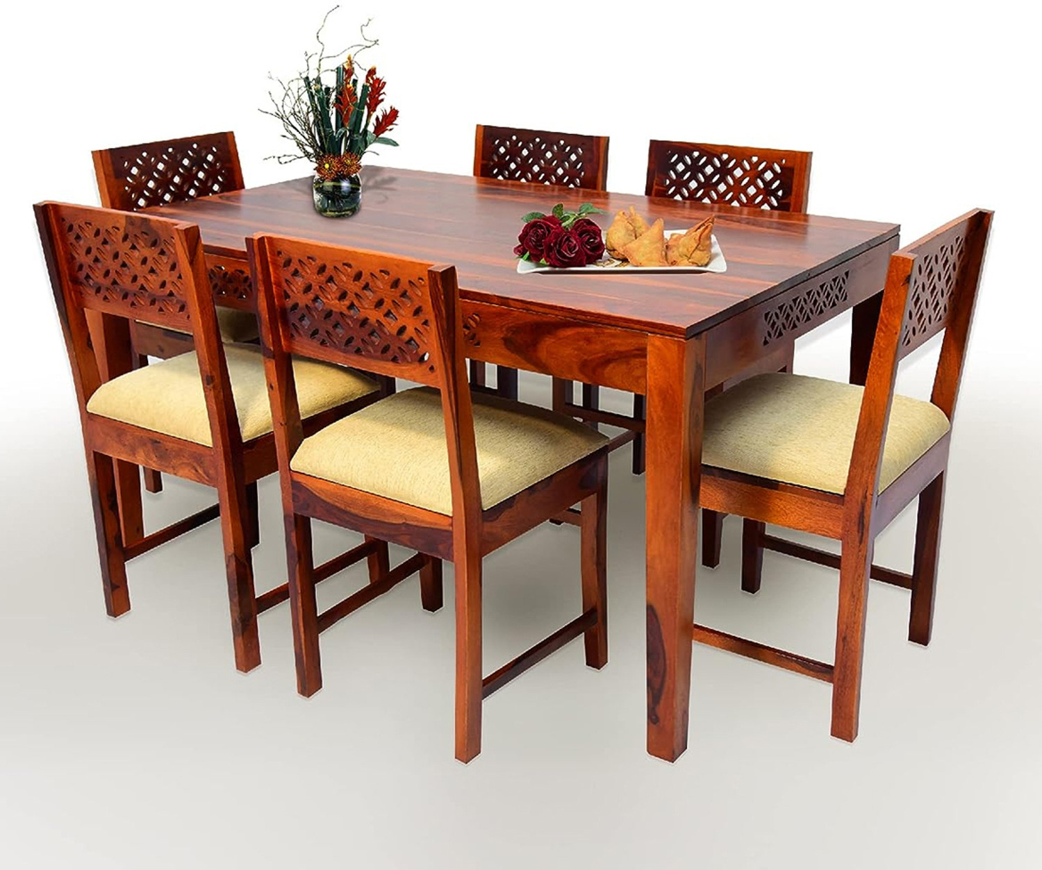 Image of Mooncraft Solid Wood 6 Seater Dining Set